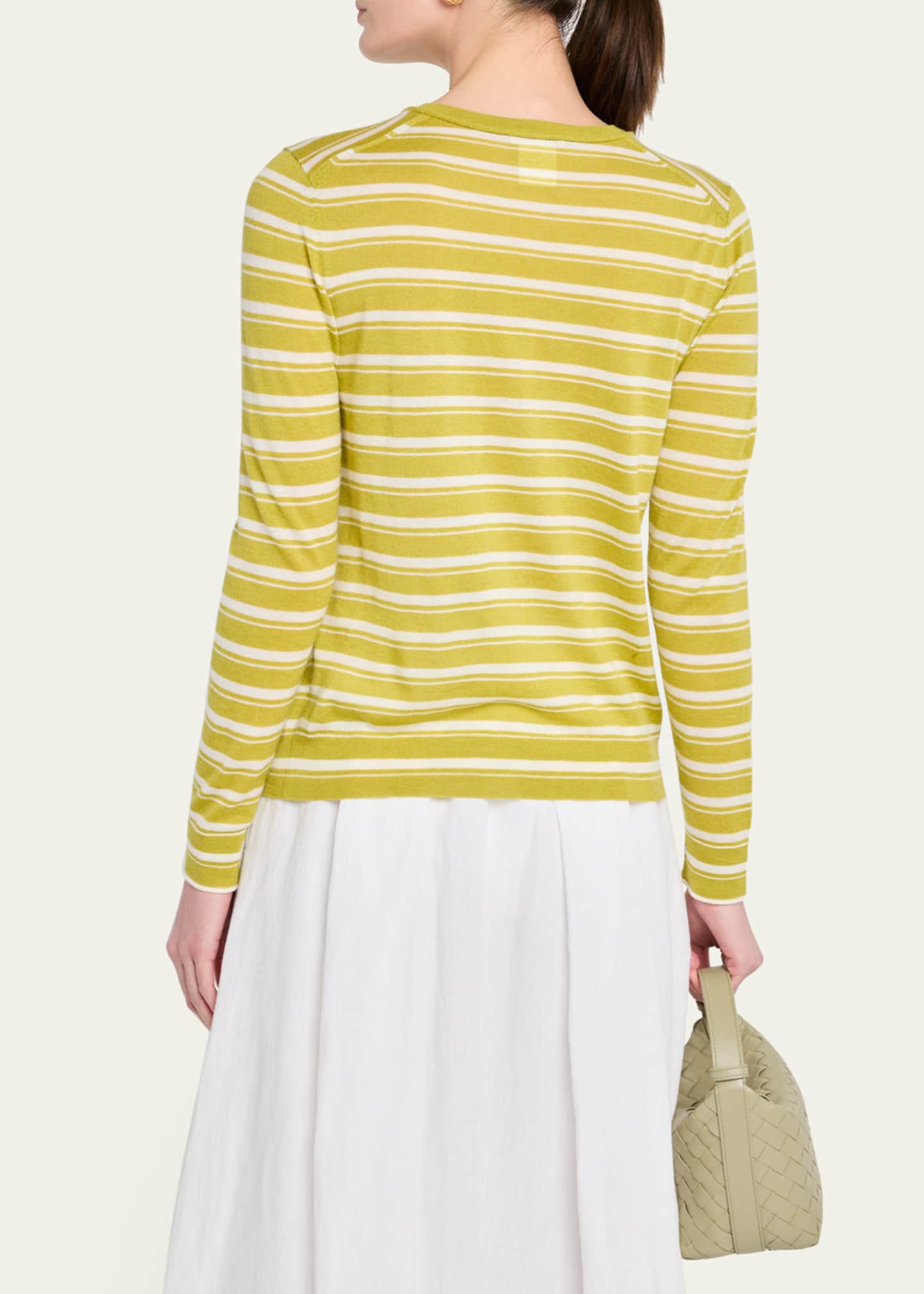 Lafayette 148 New York Striped Crewneck Silk-Linen Sweater Image 3 of 5