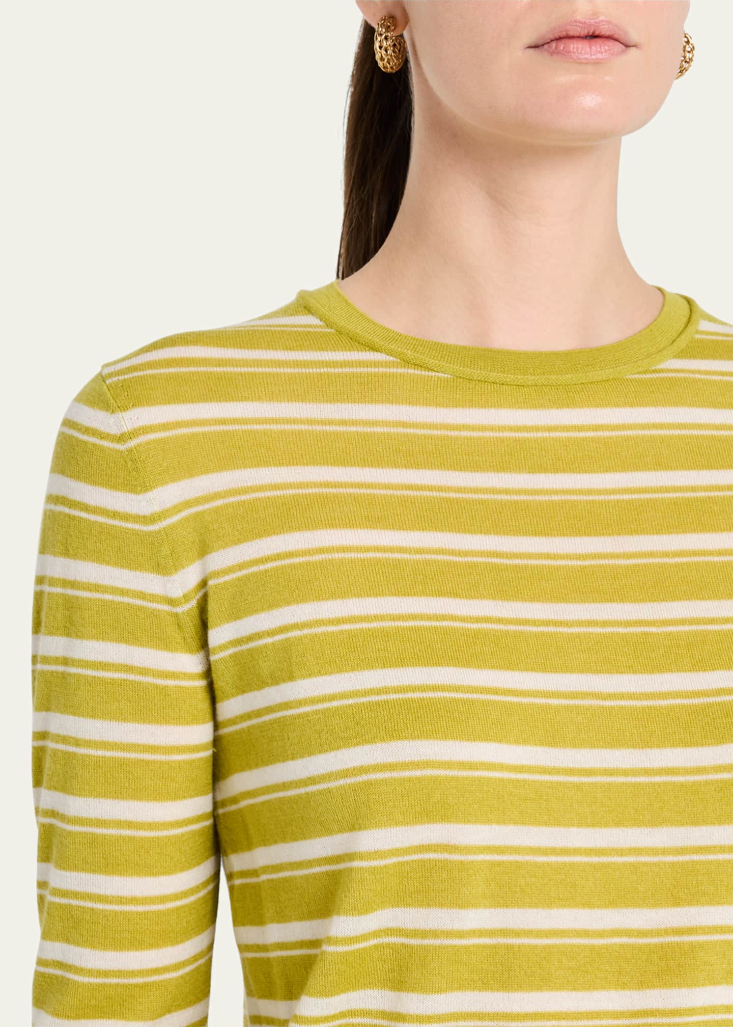 Lafayette 148 New York Striped Crewneck Silk-Linen Sweater Image 5 of 5