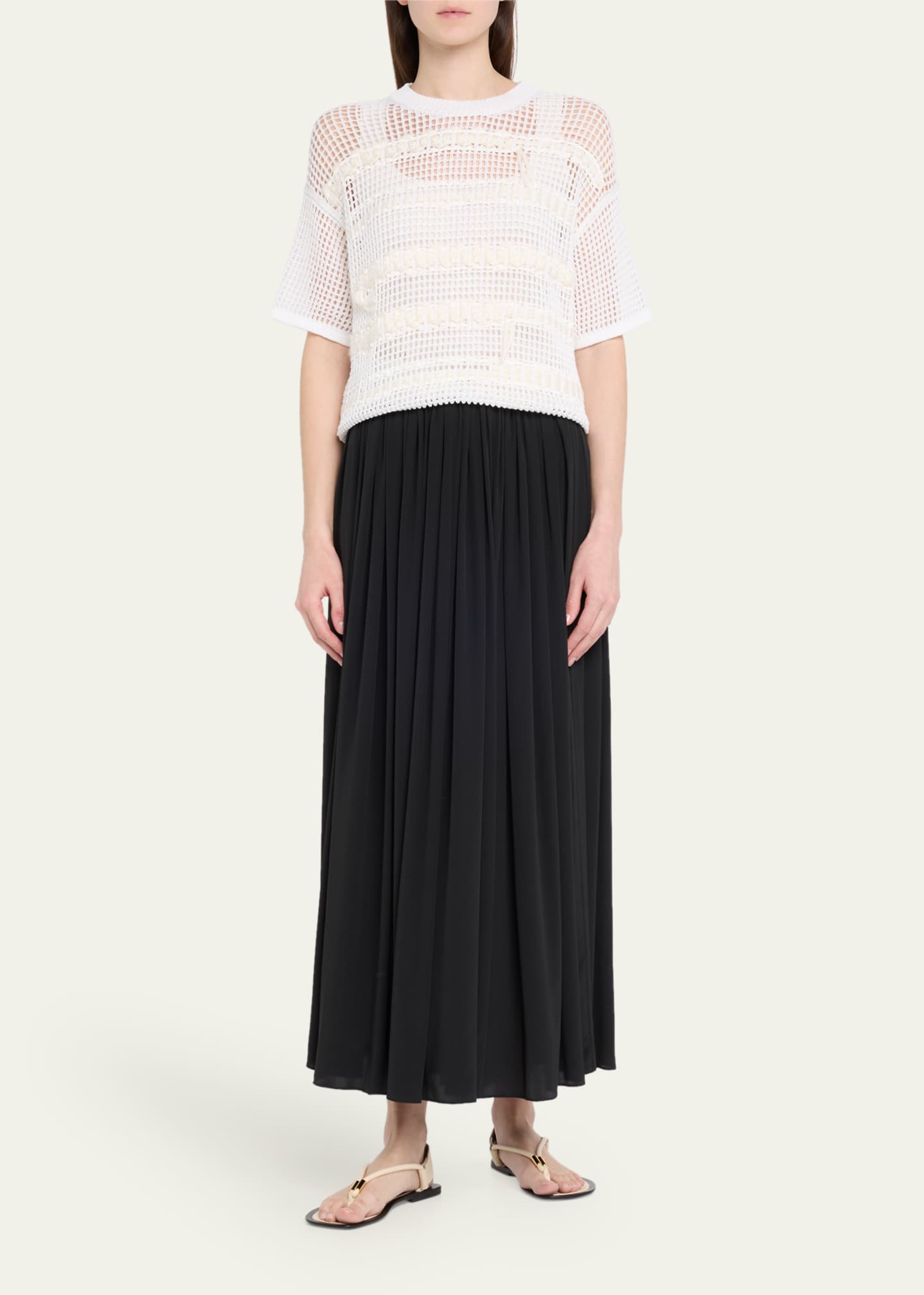 Lafayette 148 New York Embroidered Mesh-Knit Sweater Image 2 of 5