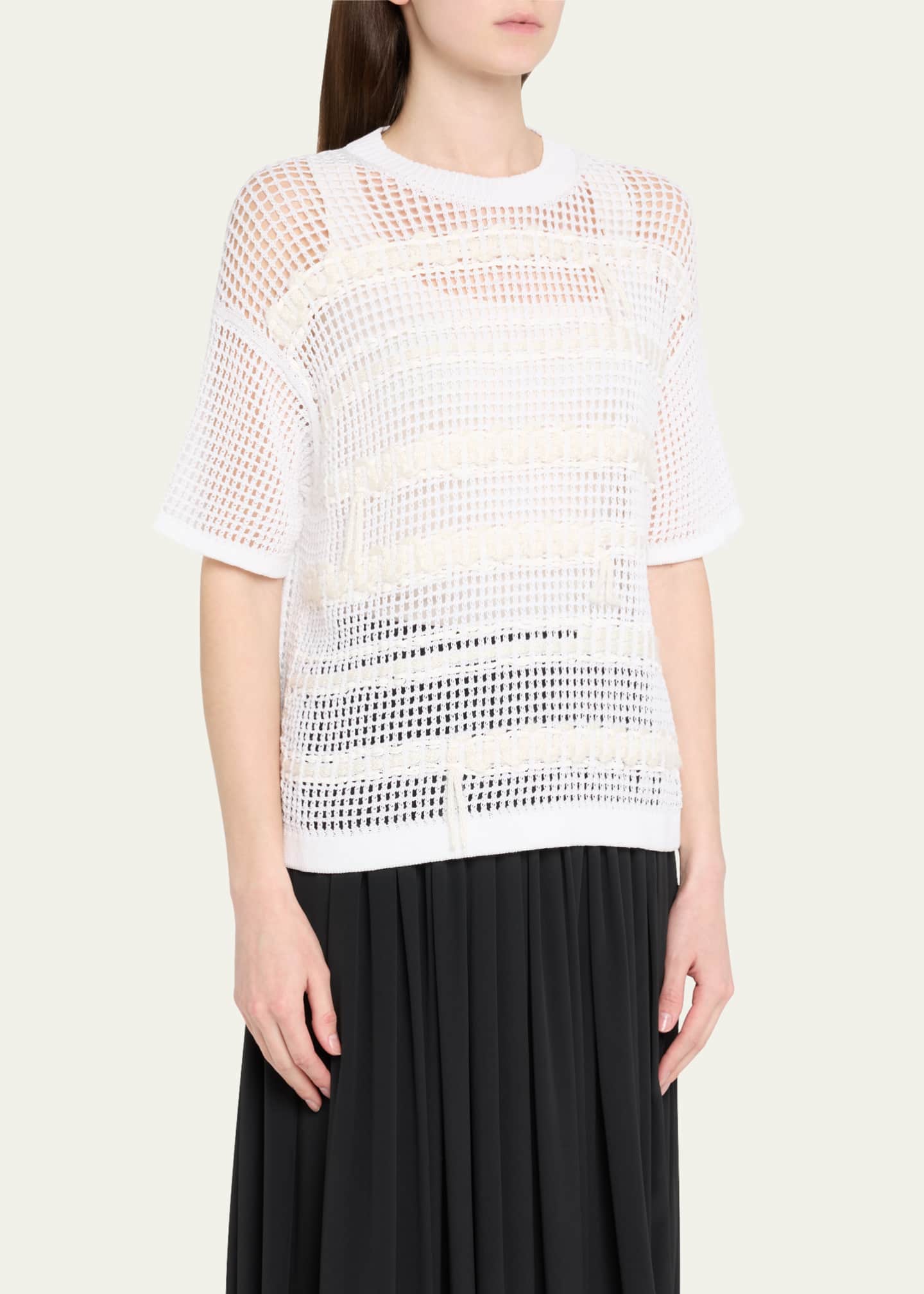 Lafayette 148 New York Embroidered Mesh-Knit Sweater Image 4 of 5