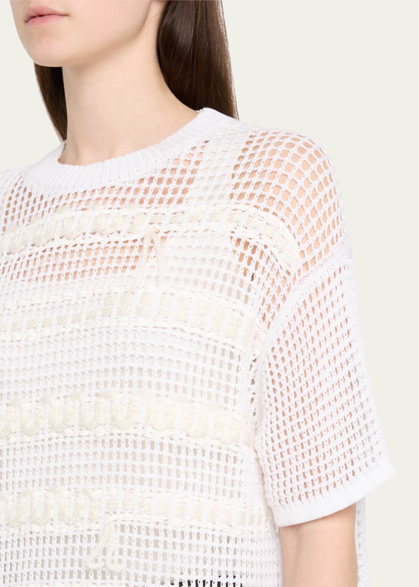 Lafayette 148 New York Embroidered Mesh-Knit Sweater Image 5 of 5