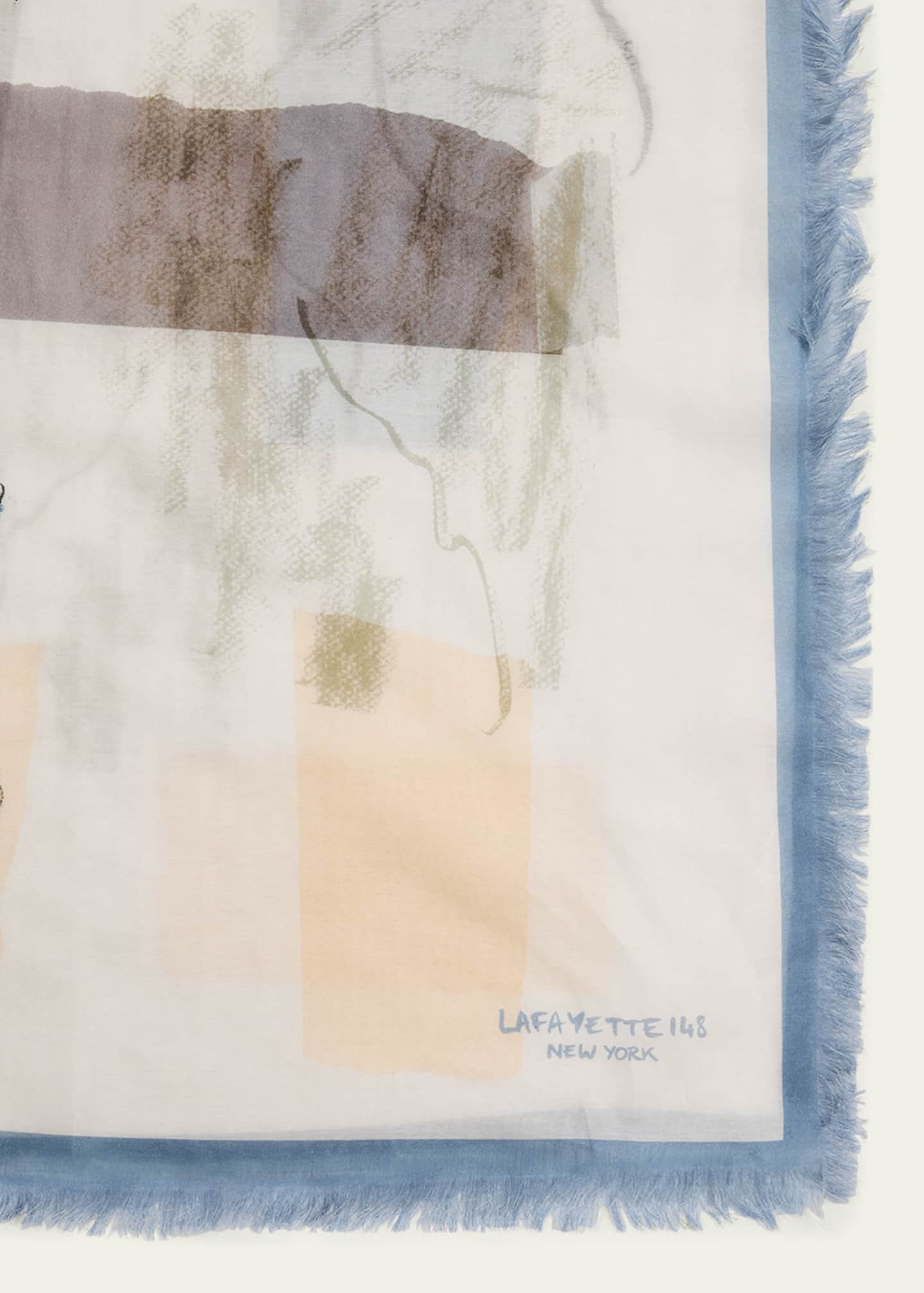 Lafayette 148 New York Fringed Sketchbook-Print Square Scarf Image 4 of 4