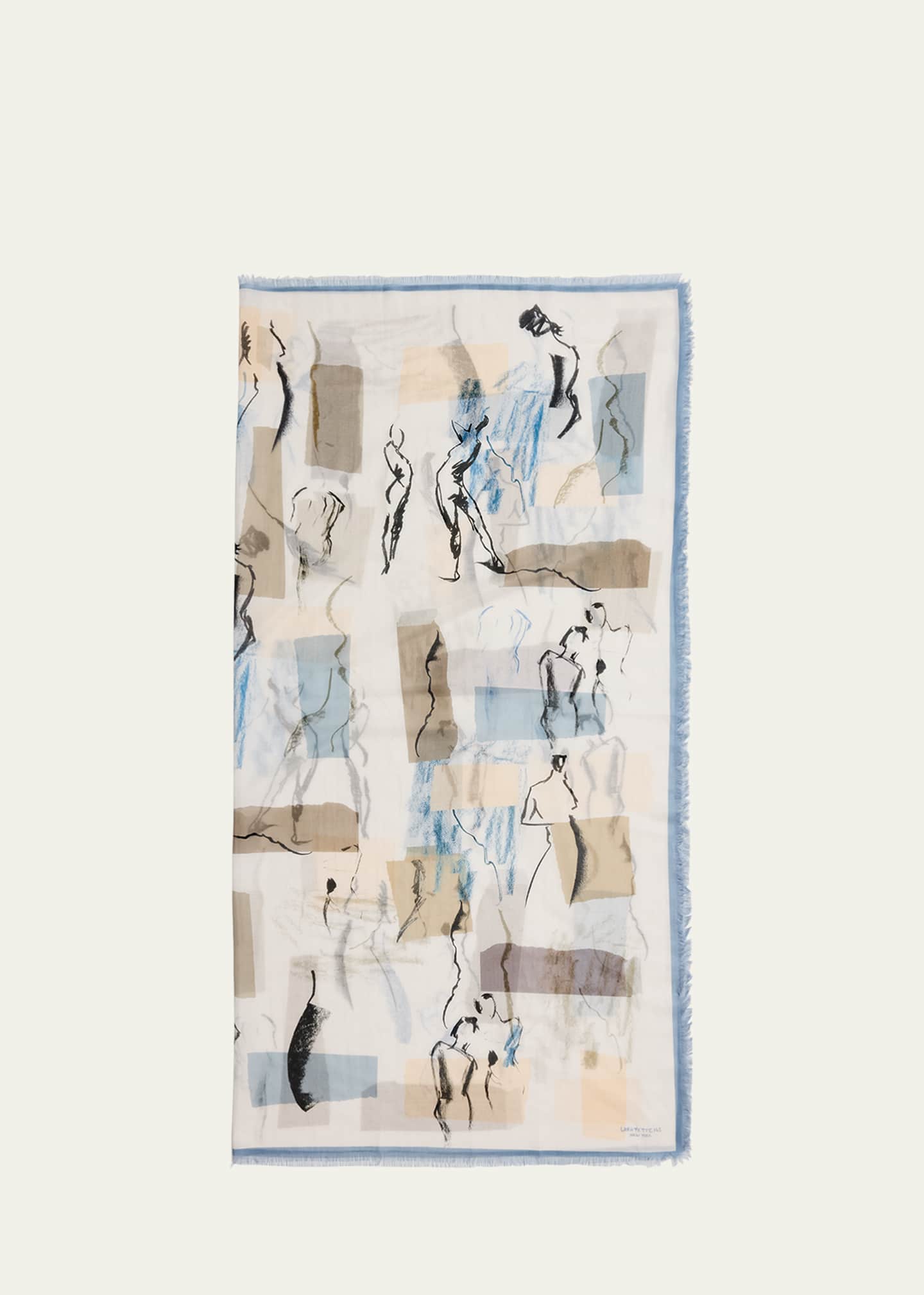 Lafayette 148 New York Fringed Sketchbook-Print Square Scarf Image 1 of 4