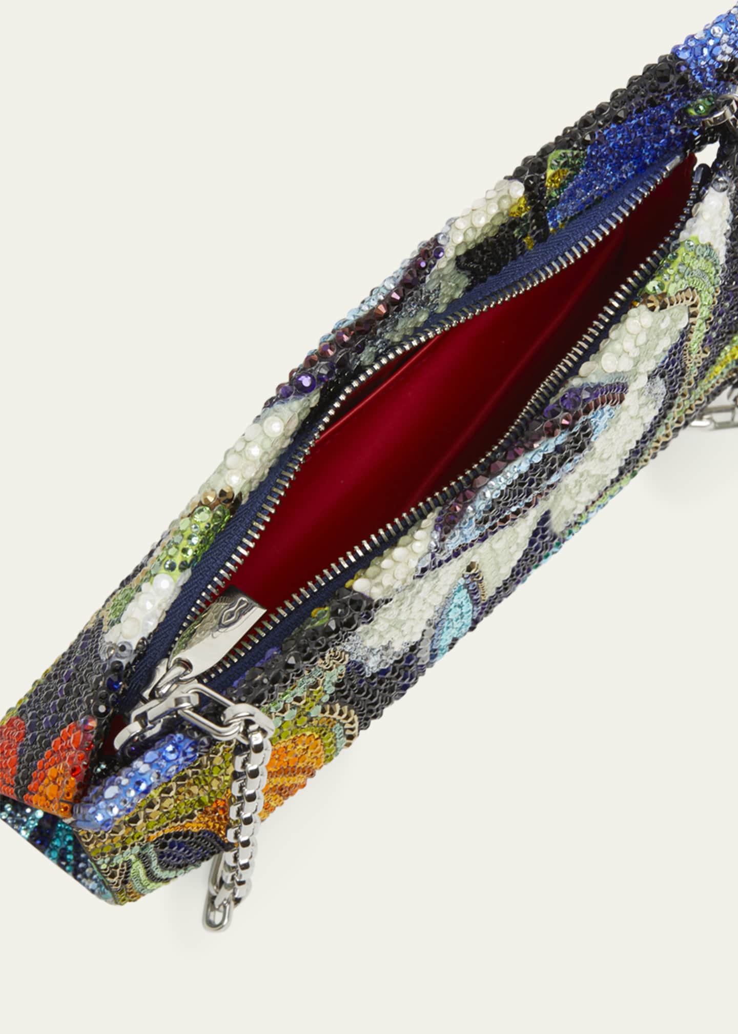 Christian Louboutin Loubitwist Small Clutch Bag in Flower Strass Satin Image 3 of 4