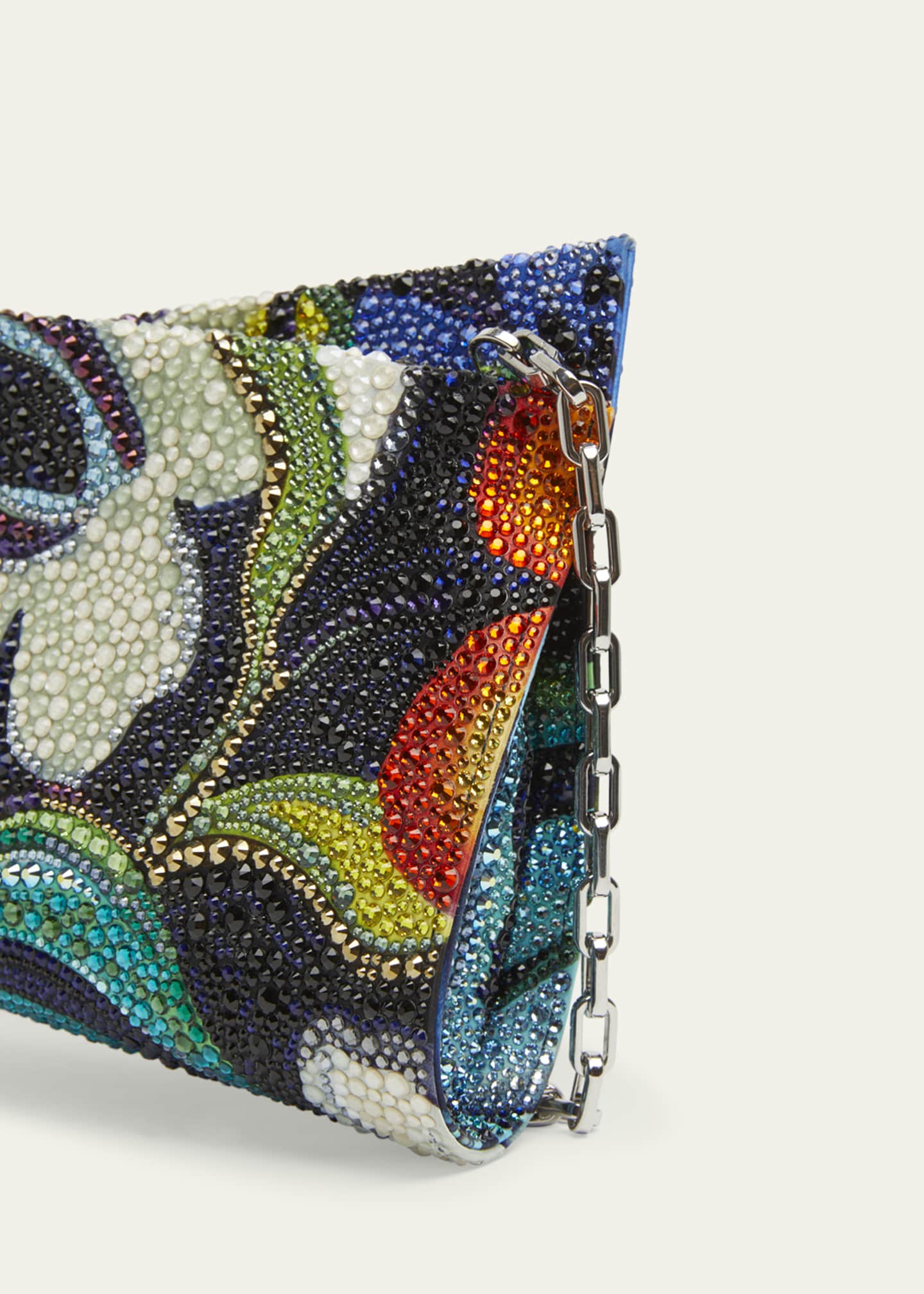 Christian Louboutin Loubitwist Small Clutch Bag in Flower Strass Satin Image 4 of 4