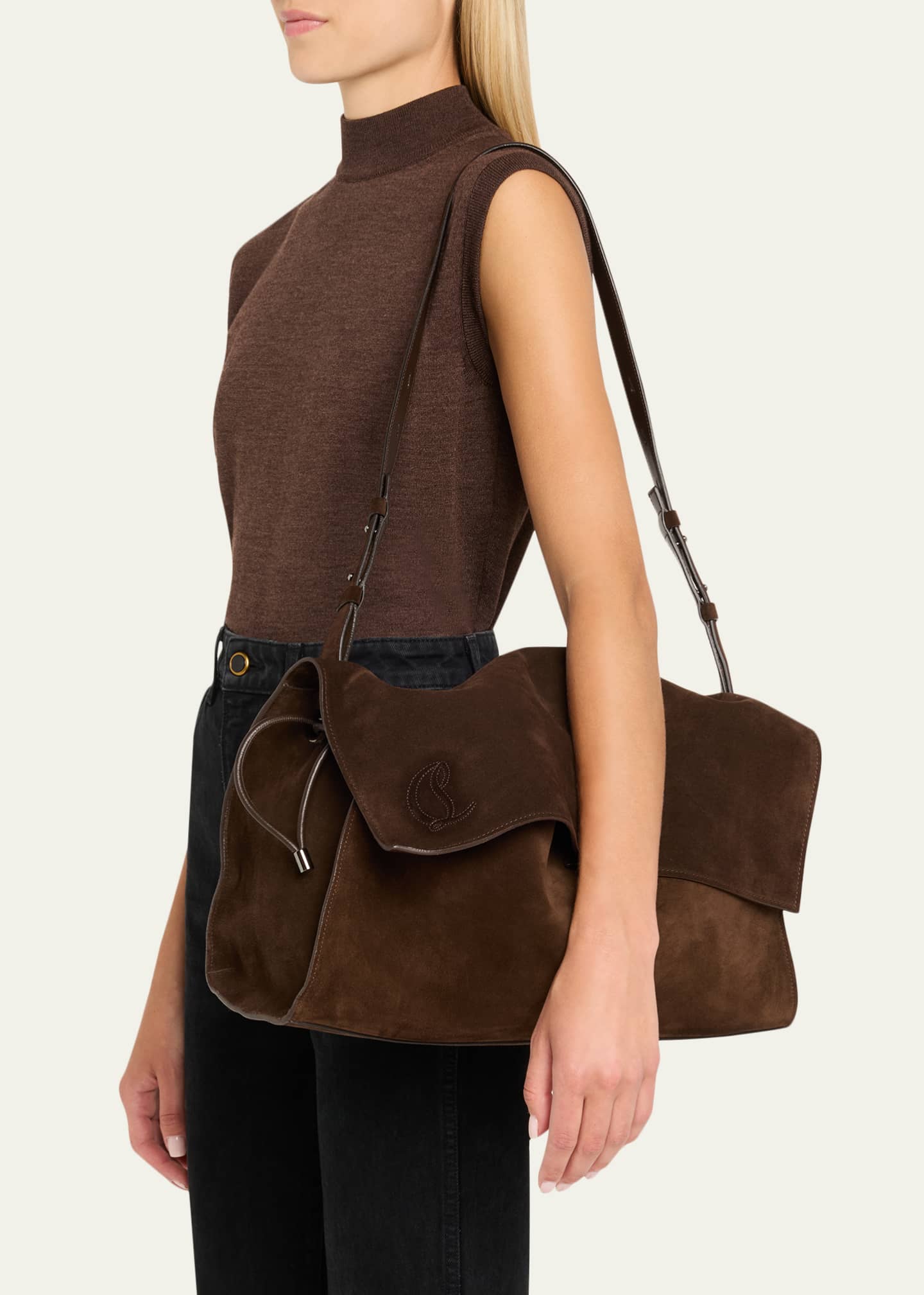 Christian Louboutin Baggy Small Shoulder Bag in Suede Image 2 of 6