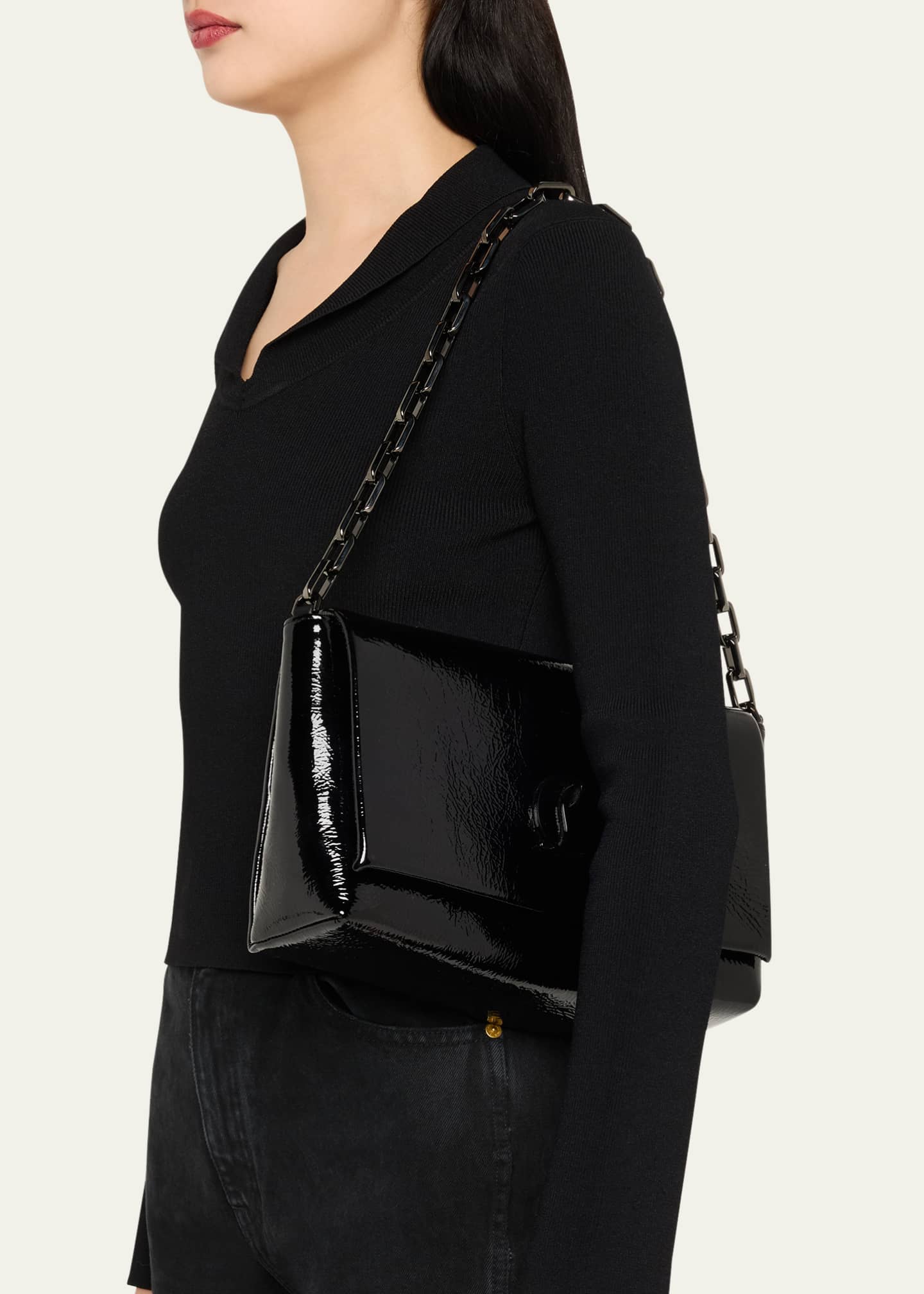 Christian Louboutin Loubi54 Large Flap Shoulder Bag in Naplak Leather Image 2 of 6