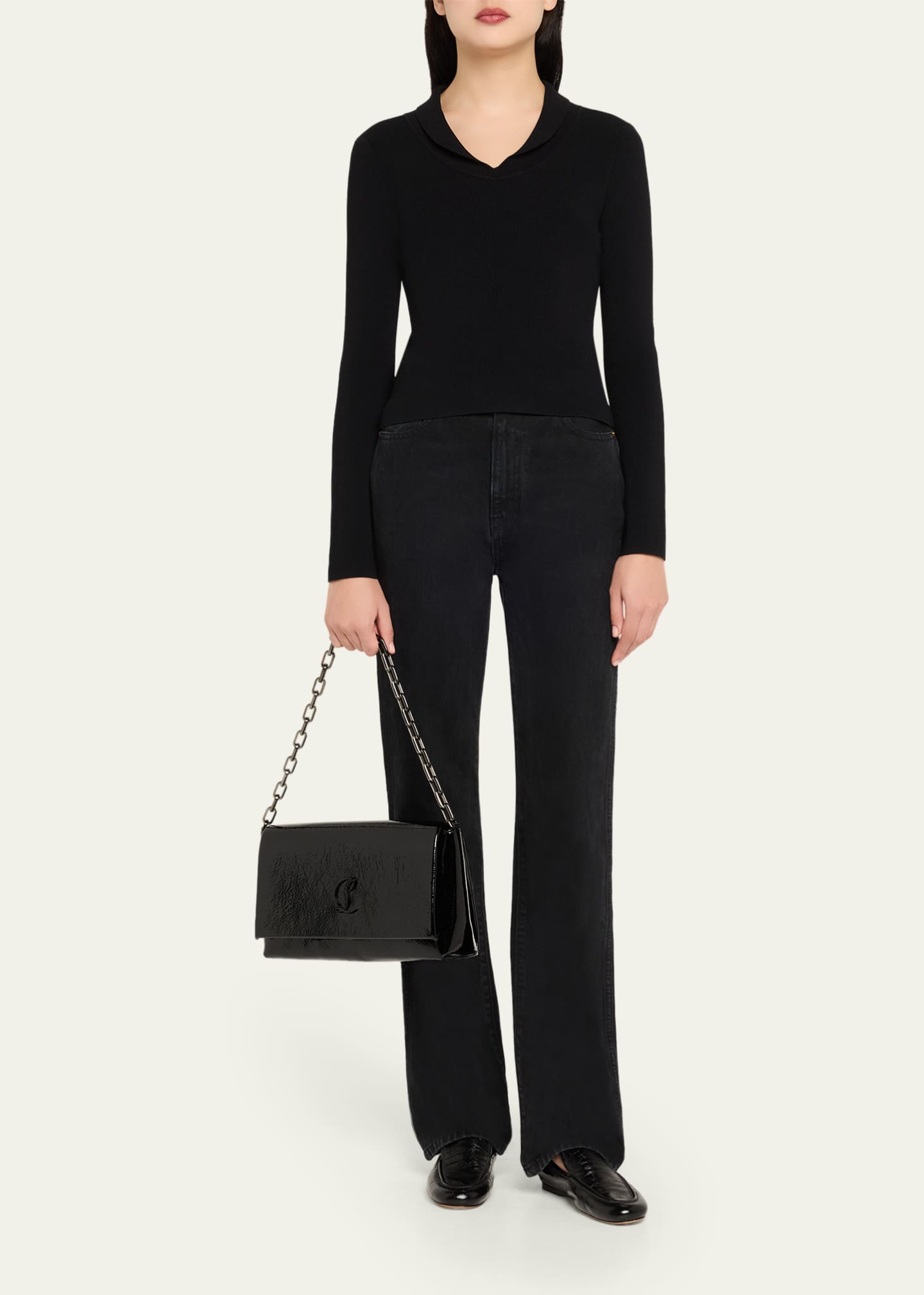 Christian Louboutin Loubi54 Large Flap Shoulder Bag in Naplak Leather Image 5 of 6