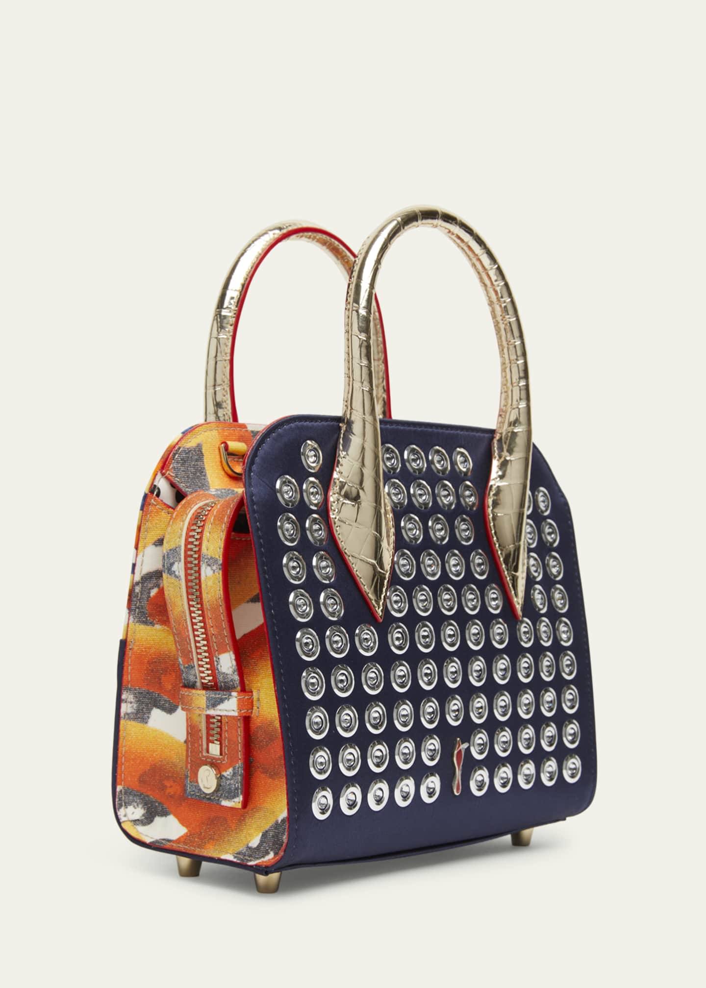Christian Louboutin Eloise Mini Top-Handle Bag in Gaagal Embellished Satin and Leather Image 2 of 4