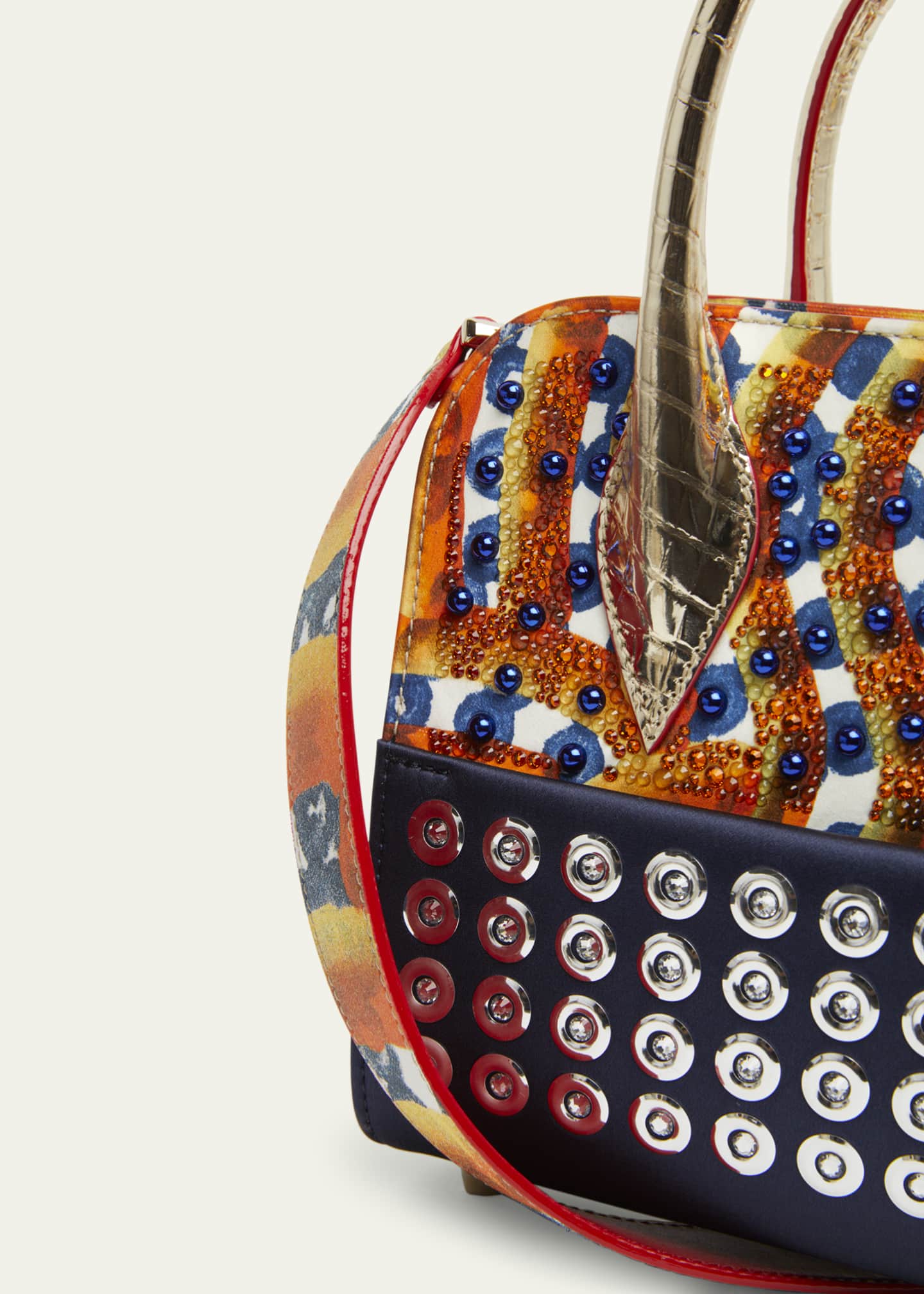 Christian Louboutin Eloise Mini Top-Handle Bag in Gaagal Embellished Satin and Leather Image 4 of 4