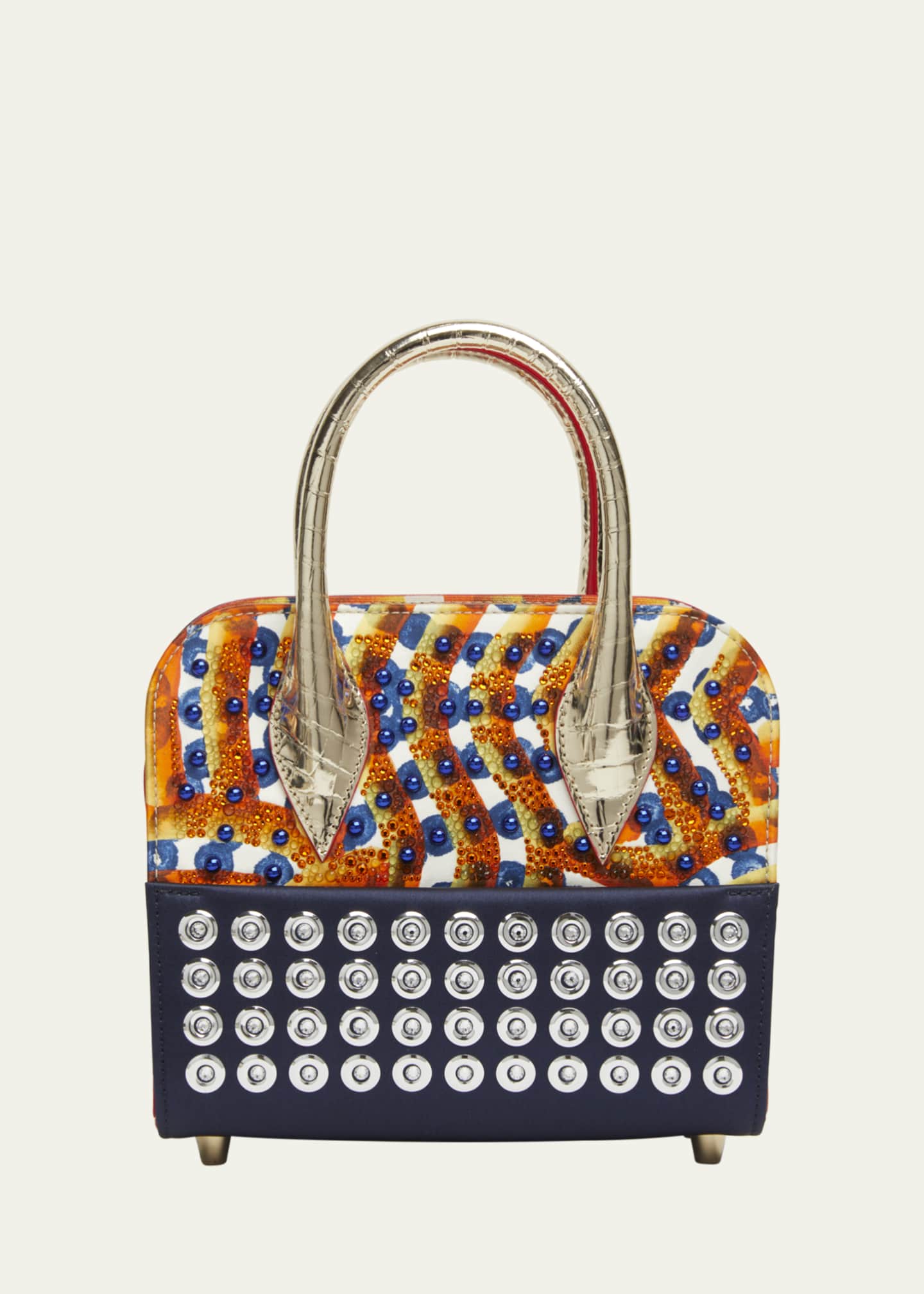 Christian Louboutin Eloise Mini Top-Handle Bag in Gaagal Embellished Satin and Leather Image 1 of 4