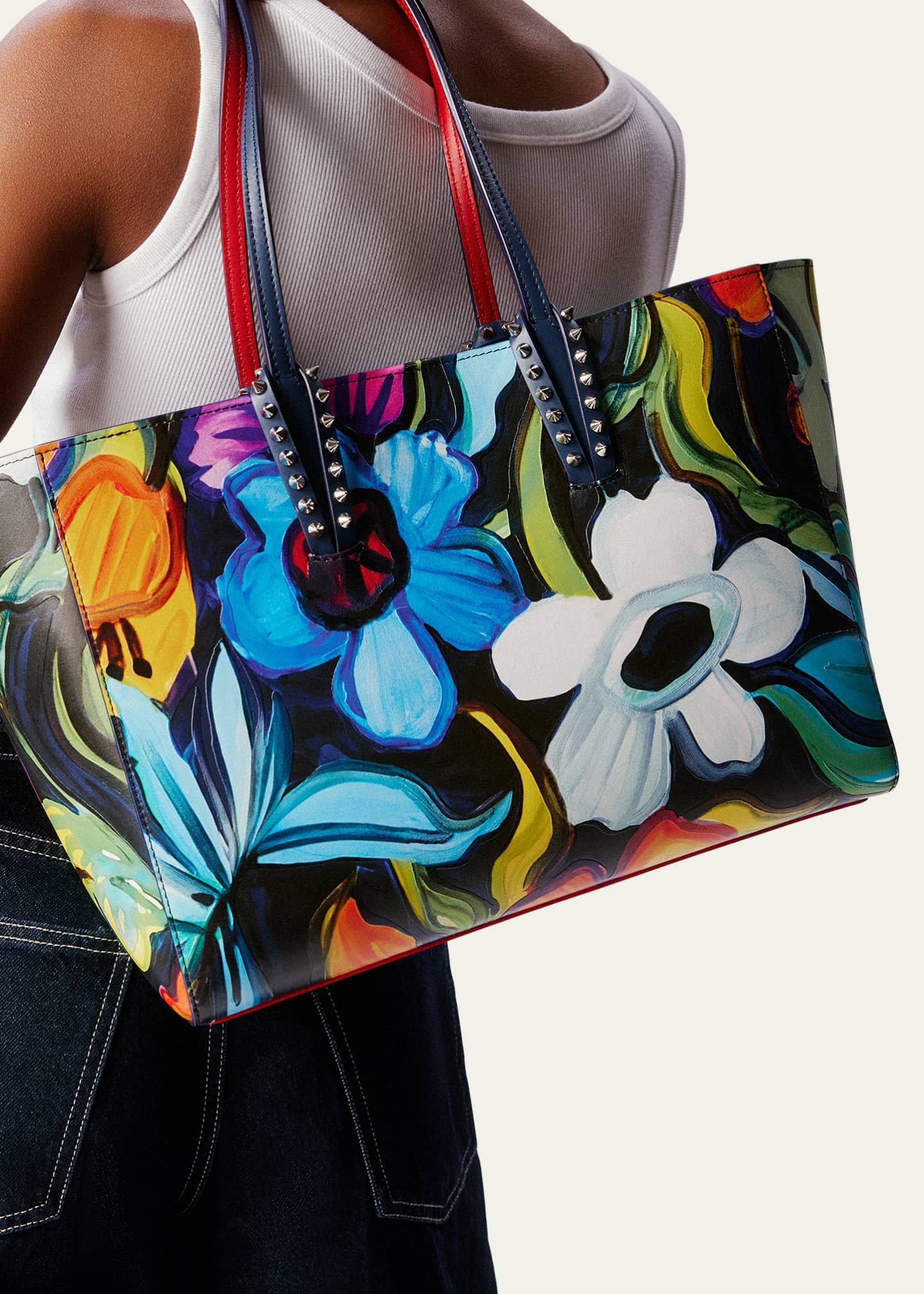Christian Louboutin Cabata Small Tote Bag in Flower-Print Leather Image 2 of 6
