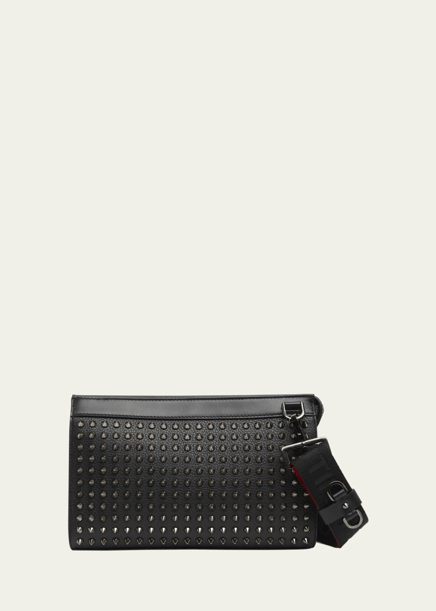 Christian Louboutin Men's Funky Leather Empire Spikes Crossbody Bag Image 1 of 3
