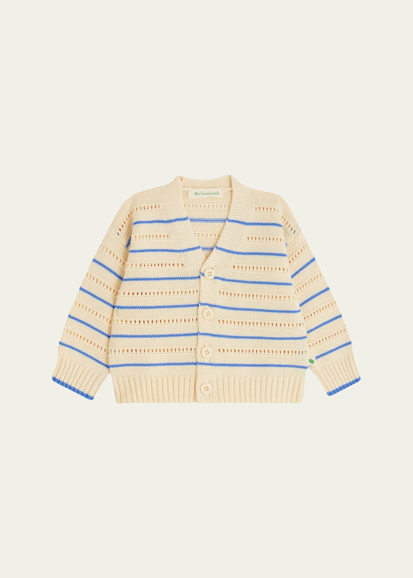 bonniemob Kid's Pointelle Striped Cardigan, Size Newborn-24M