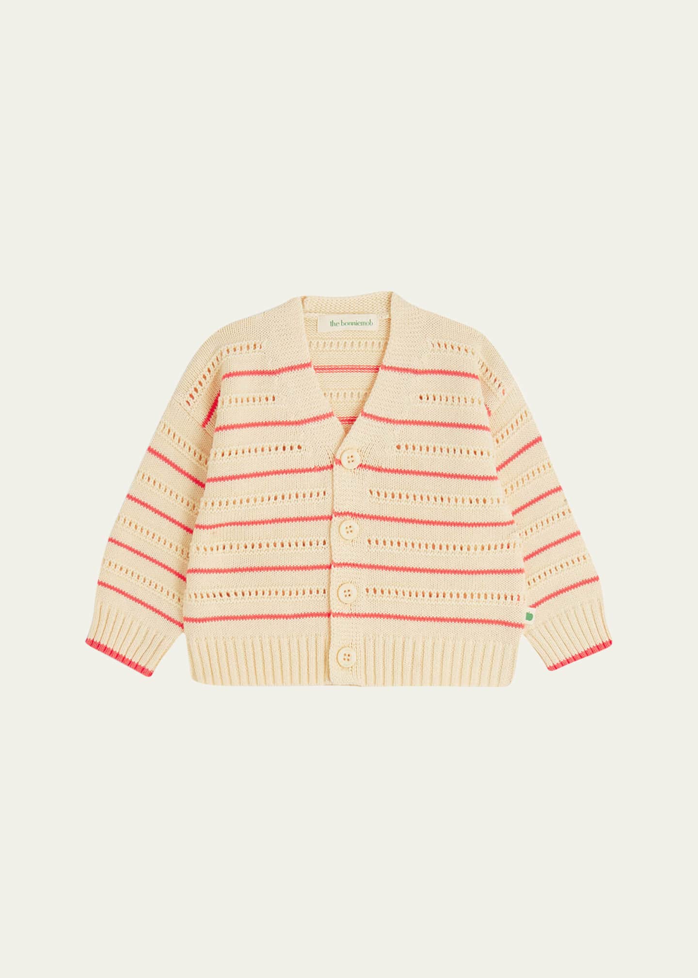 bonniemob Kid's Pointelle Striped Cardigan, Size Newborn-24M