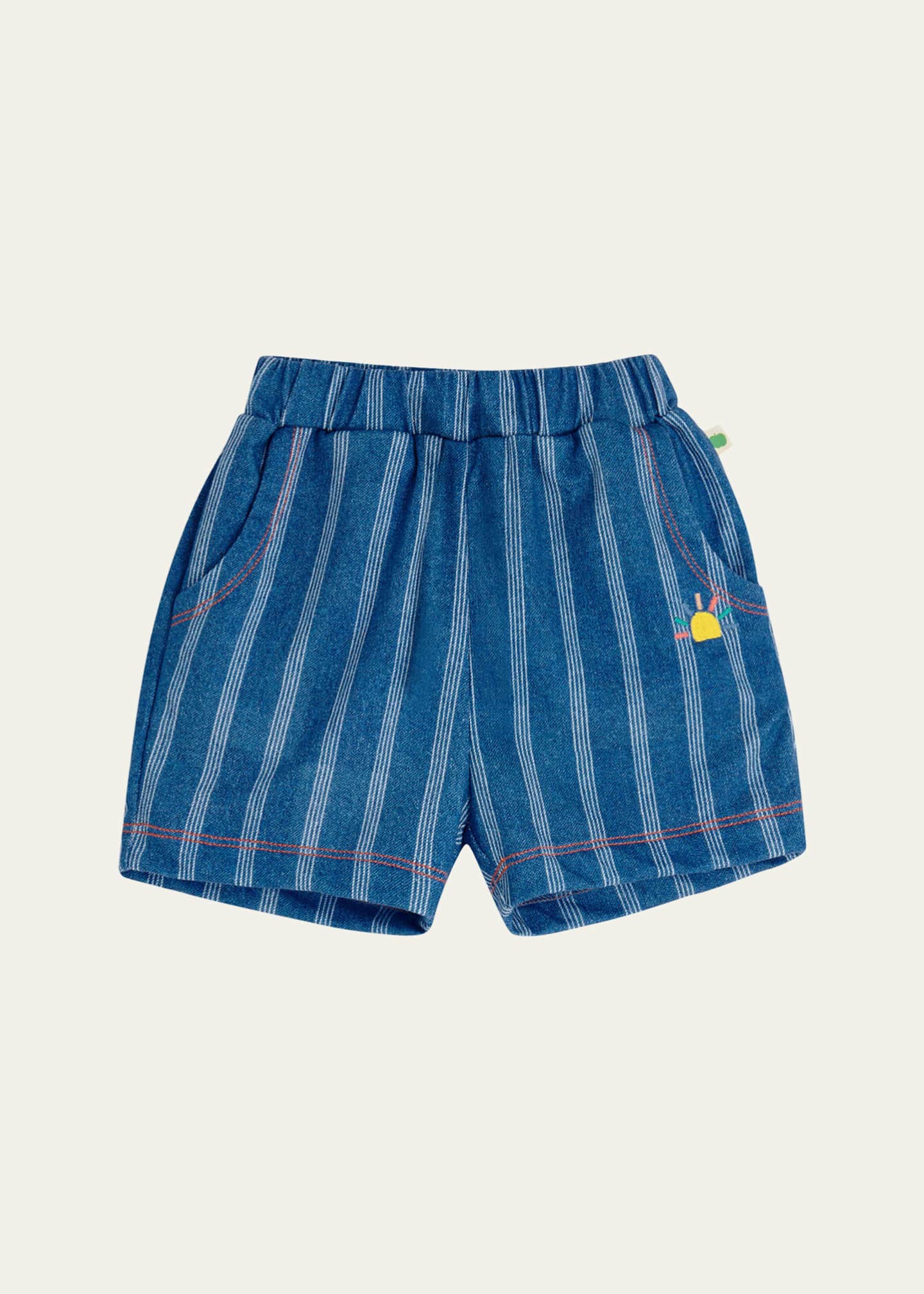 bonniemob Boy's Striped Embroidered Shorts, Size 6M-24M