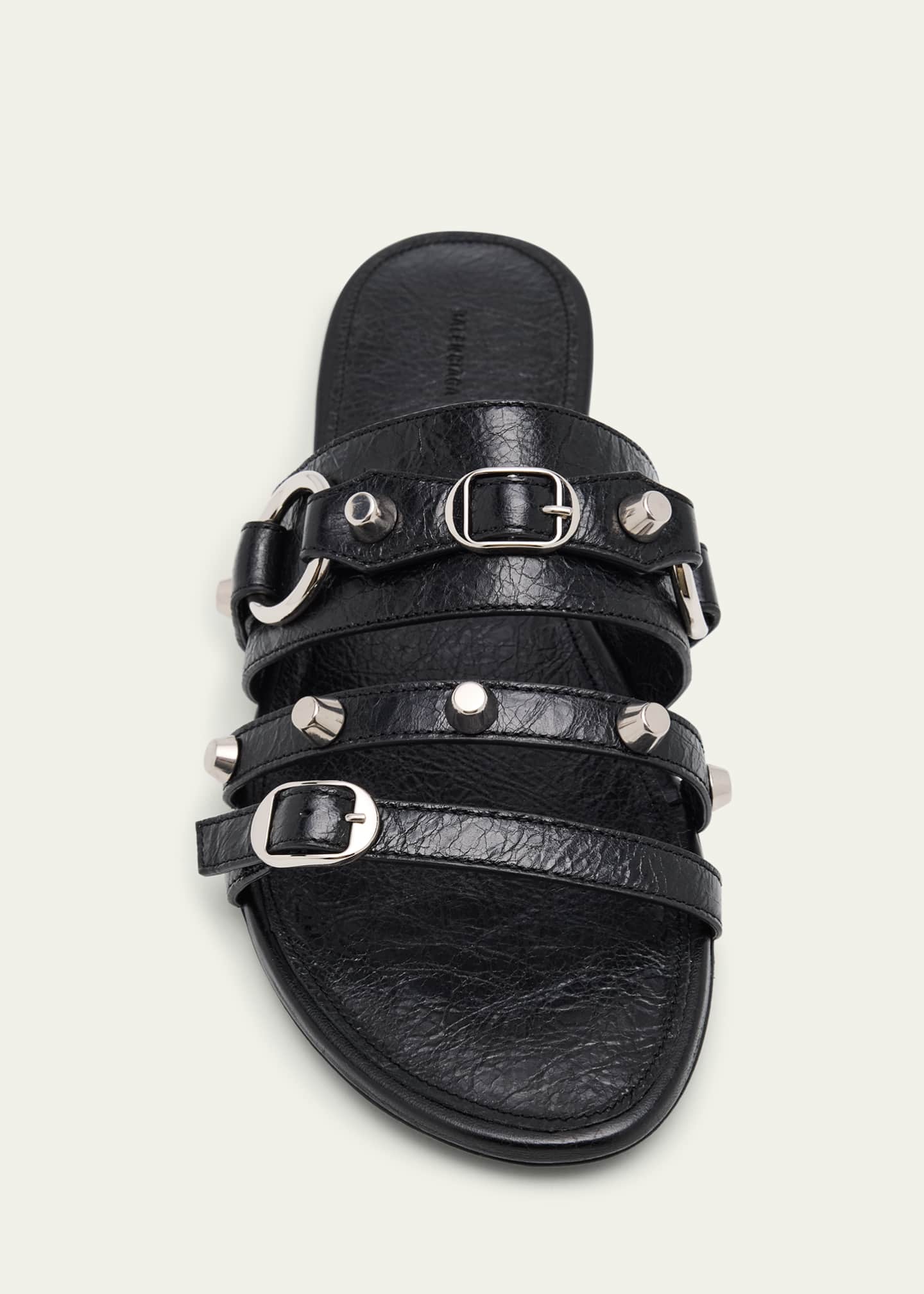 Balenciaga City Leather Triple-Band Slide Sandals - Bergdorf