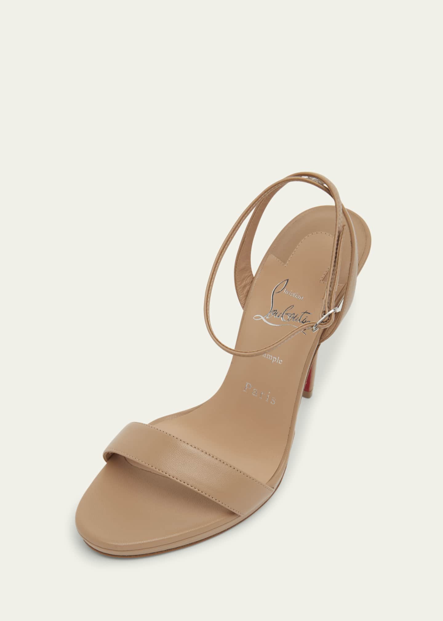 Miss Z Leather Red Sole Ankle-Strap Sandals