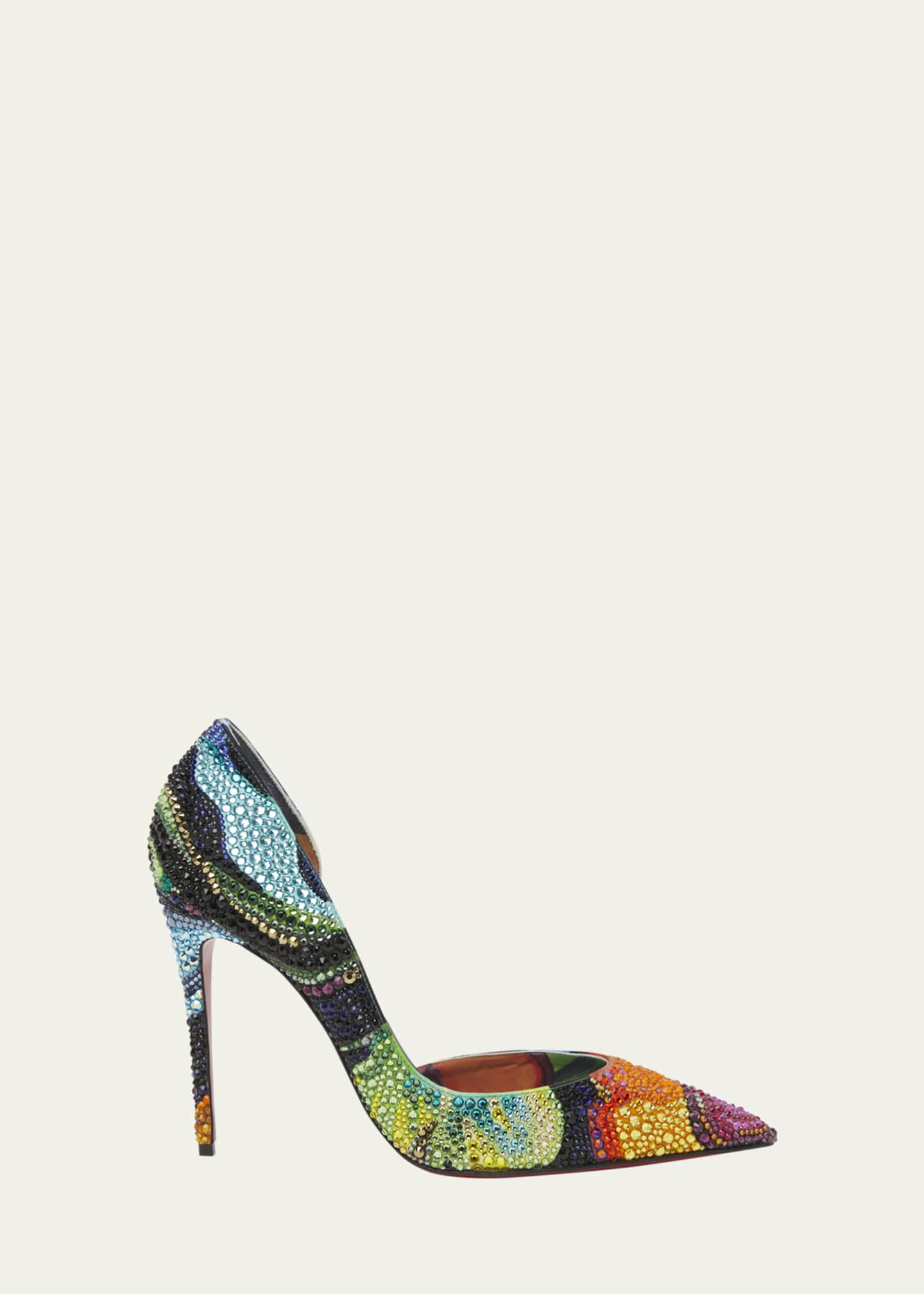 Christian Louboutin Iriza Strass Half-d'Orsay Red Sole Pumps Image 1 of 4