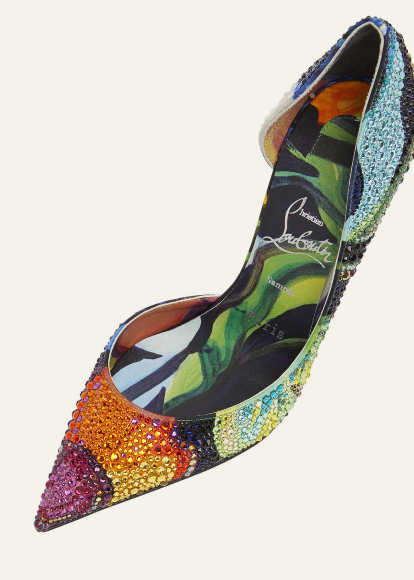 Christian Louboutin Iriza Strass Half-d'Orsay Red Sole Pumps Image 3 of 4