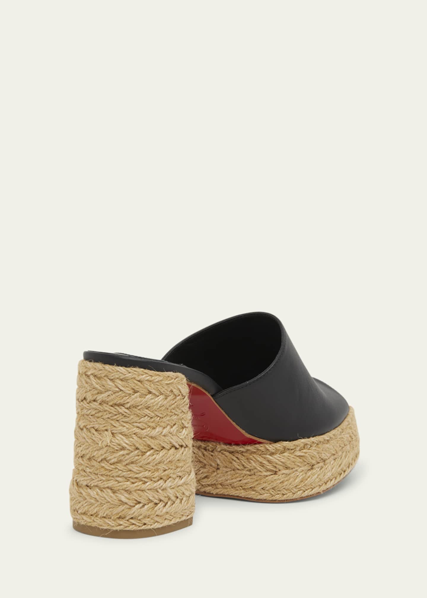 Christian Louboutin Calakala Leather Red Sole Espadrille Mules Image 2 of 4