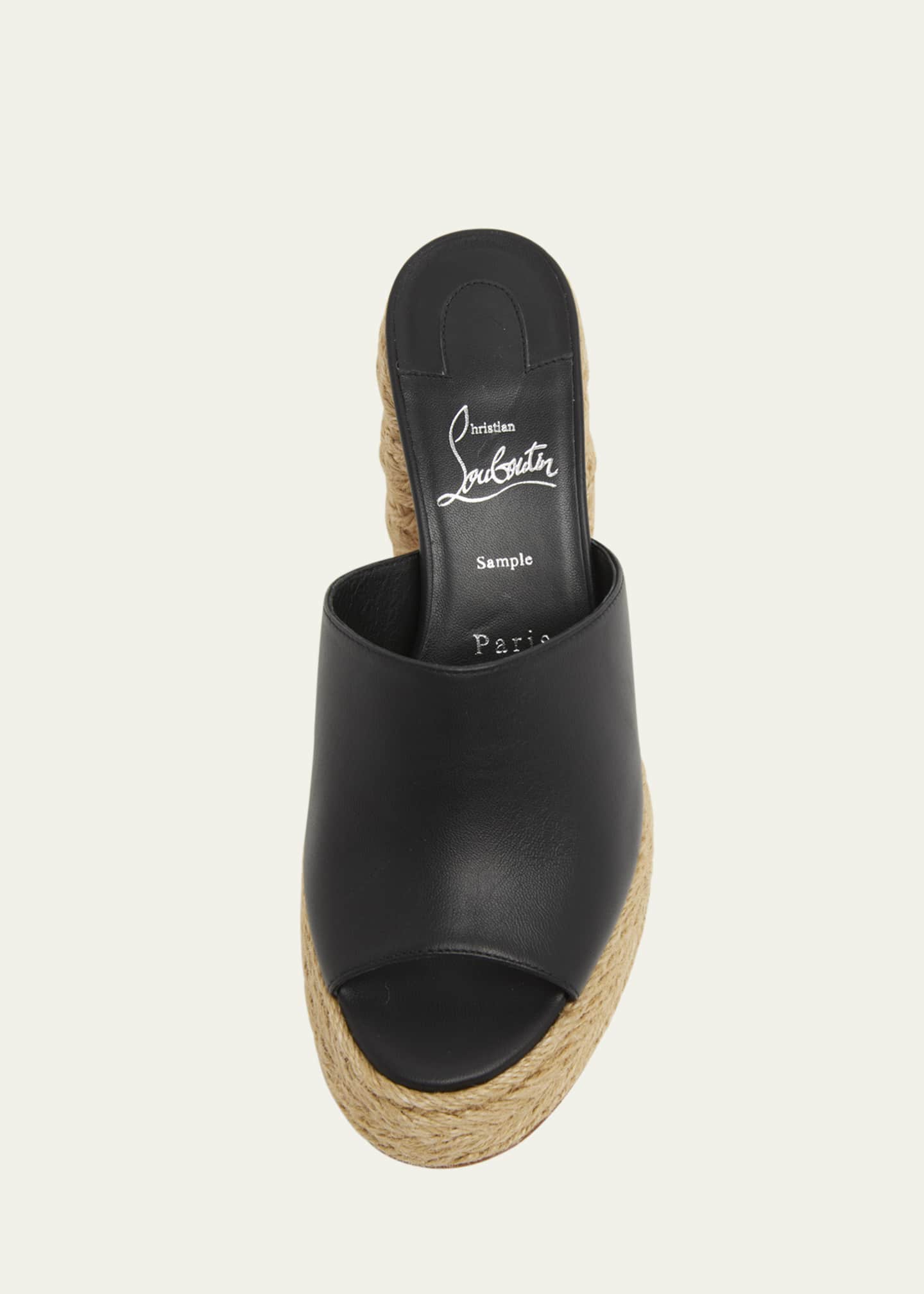 Christian Louboutin Calakala Leather Red Sole Espadrille Mules Image 4 of 4