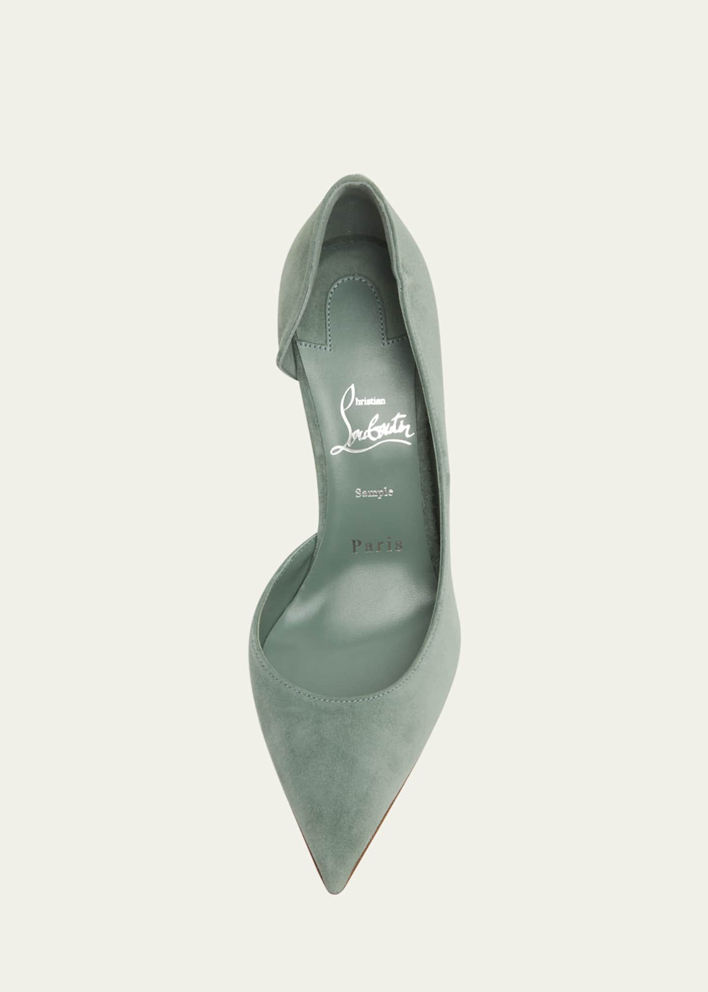 Christian Louboutin Iriza Suede Half-d'Orsay Red Sole Pumps Image 6 of 7