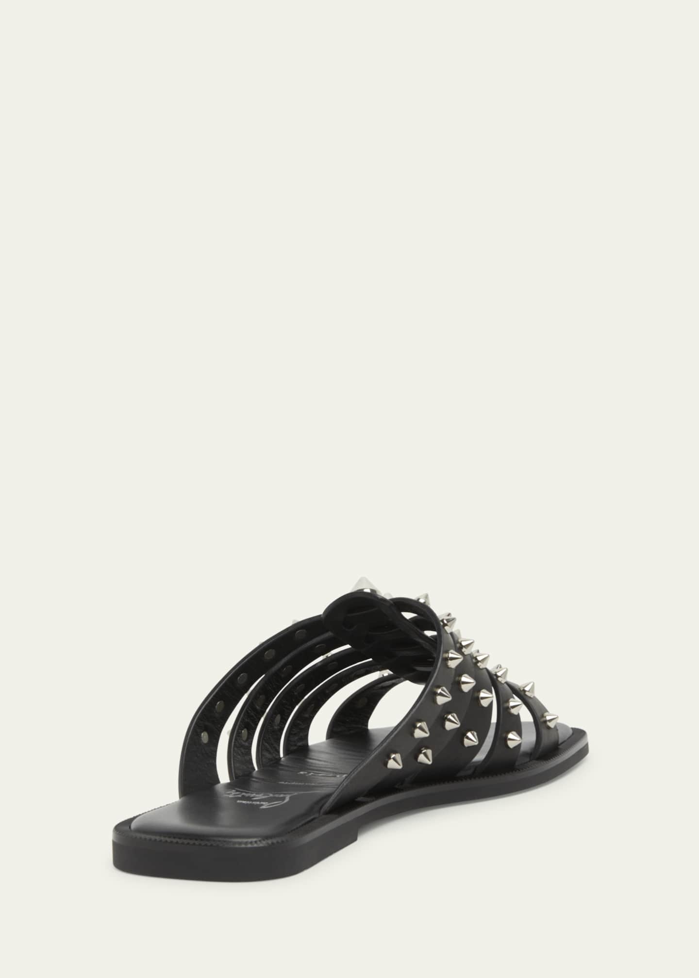 Christian Louboutin Charja Spike Leather Red Sole Slide Sandals Image 2 of 4