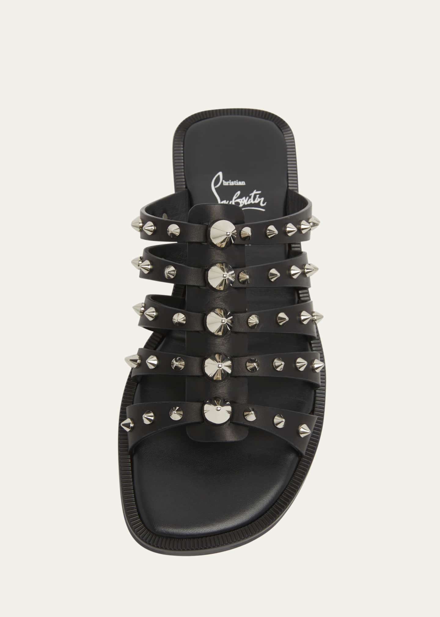 Christian Louboutin Charja Spike Leather Red Sole Slide Sandals Image 4 of 4