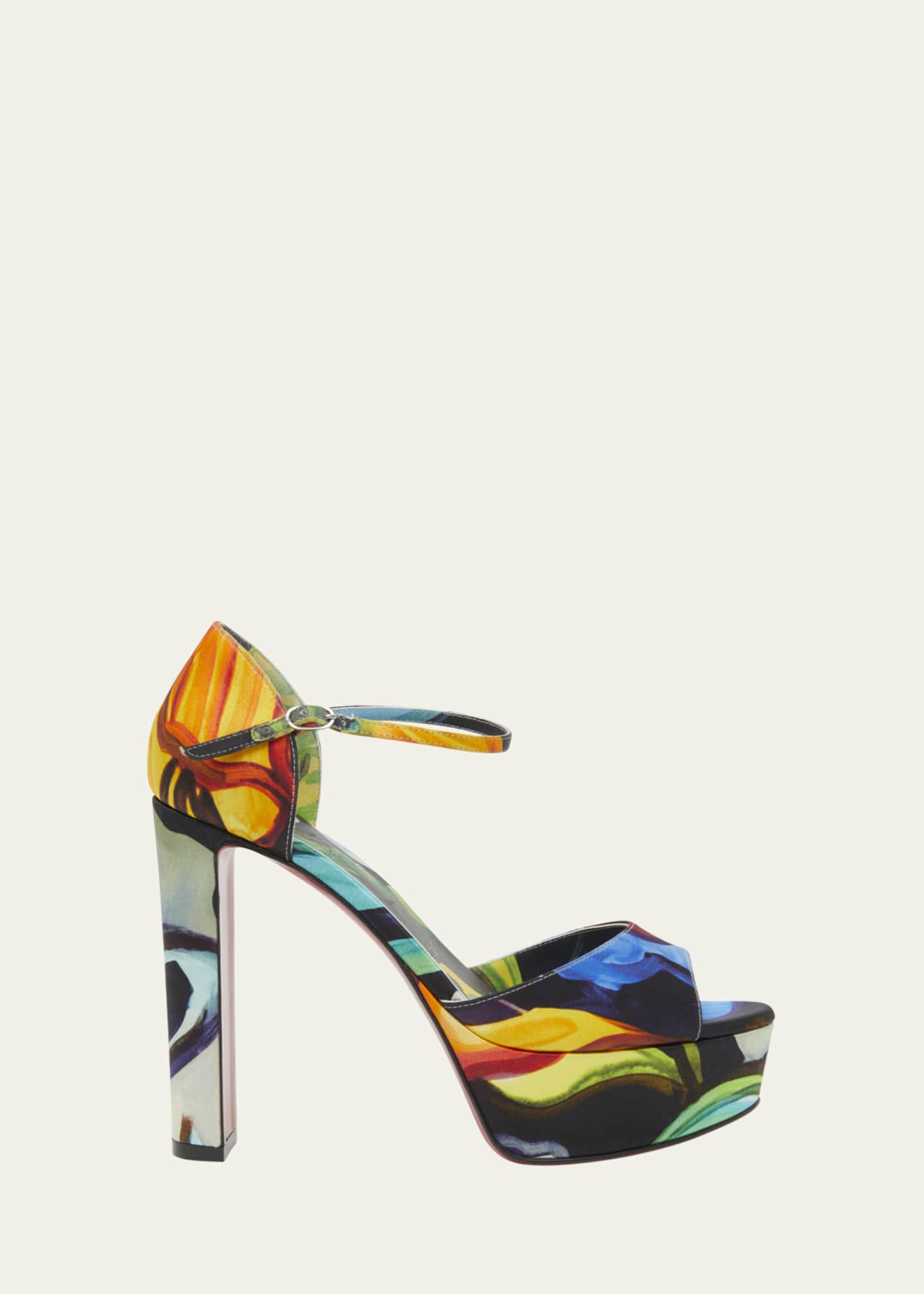 Christian Louboutin Sandaloo Multi Red Sole Platform Sandals Image 1 of 4