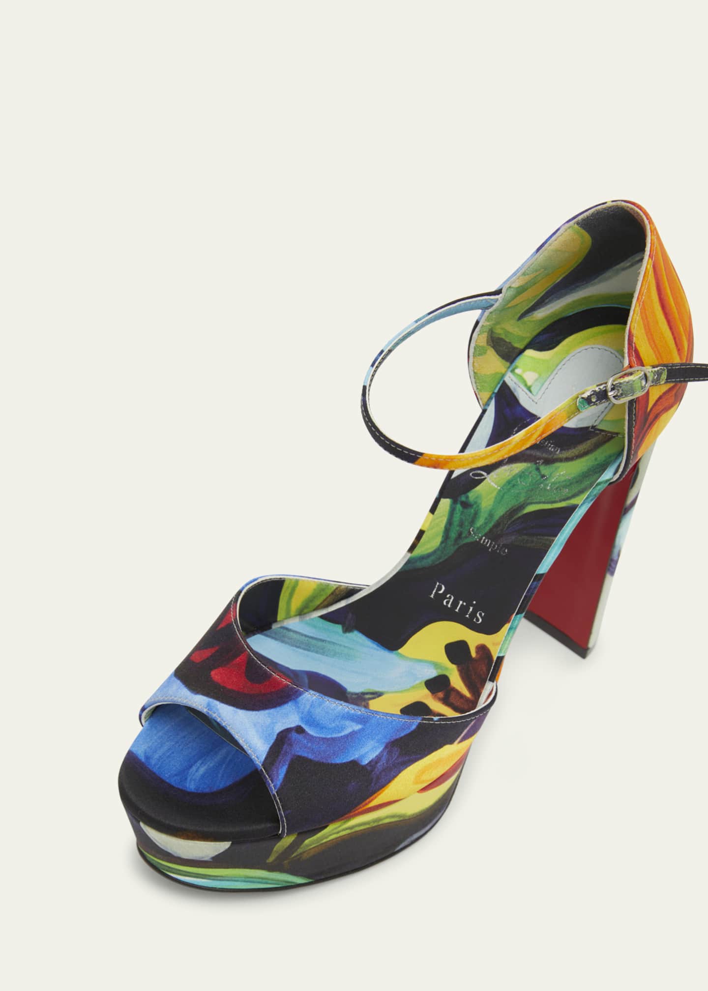 Christian Louboutin Sandaloo Multi Red Sole Platform Sandals Image 3 of 4
