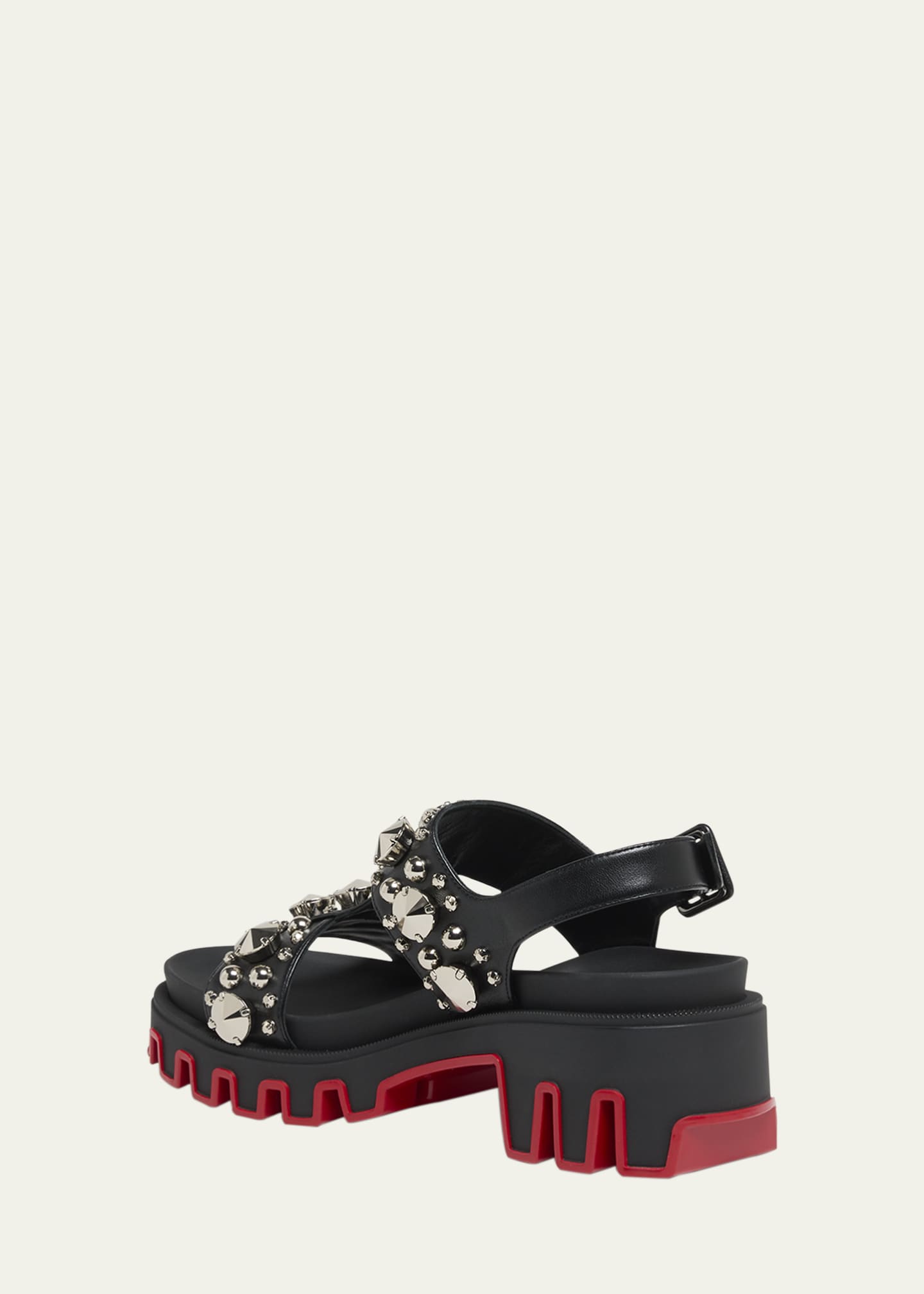Christian Louboutin Duni Extrazza Leather T-Strap Lug-Sole Sandals Image 2 of 4