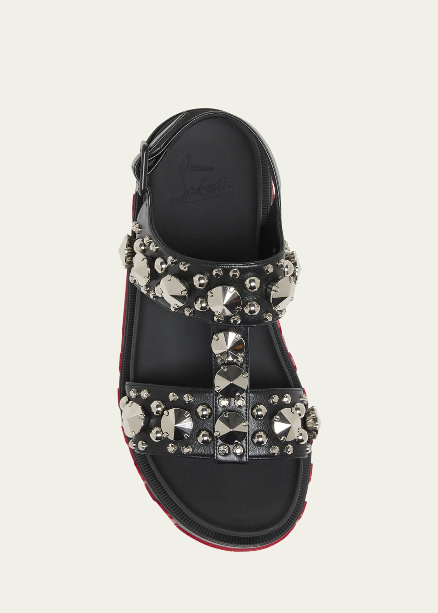 Christian Louboutin Duni Extrazza Leather T-Strap Lug-Sole Sandals Image 4 of 4