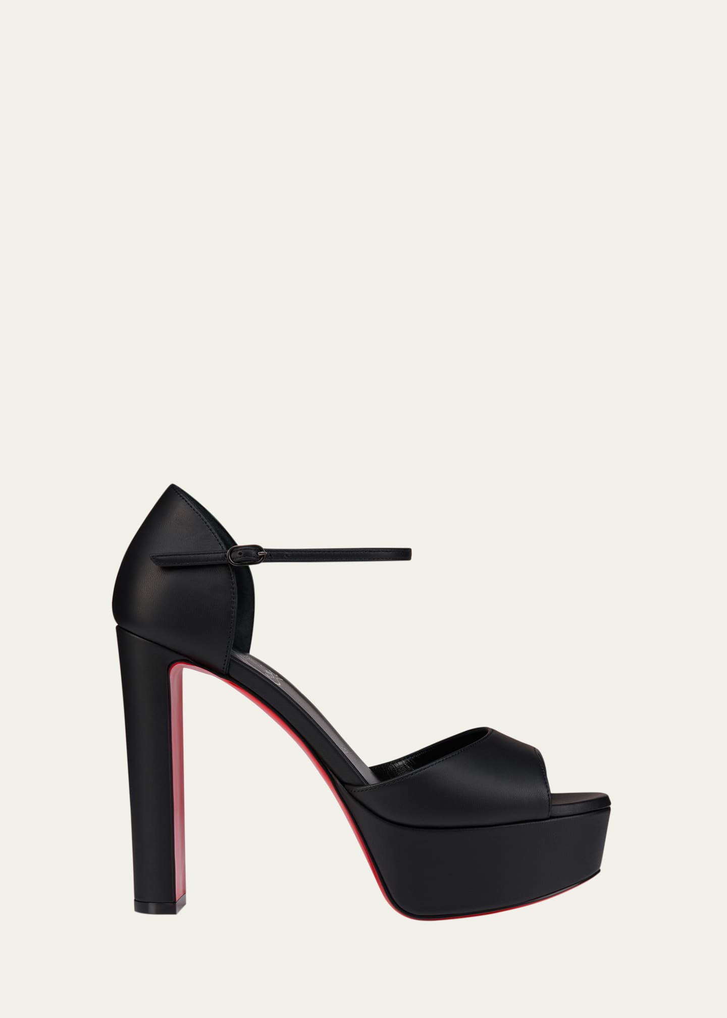 Christian Louboutin Sandaloo Leather Red Sole Platform Sandals Image 1 of 4