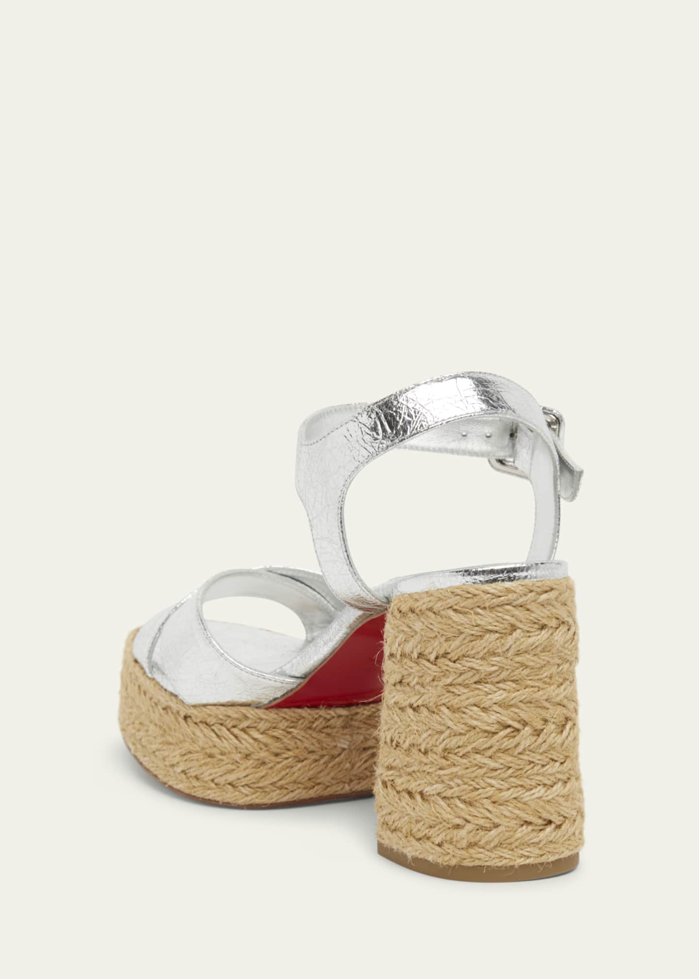 Christian Louboutin Calakala Metallic Red Sole Espadrille Sandals Image 2 of 4