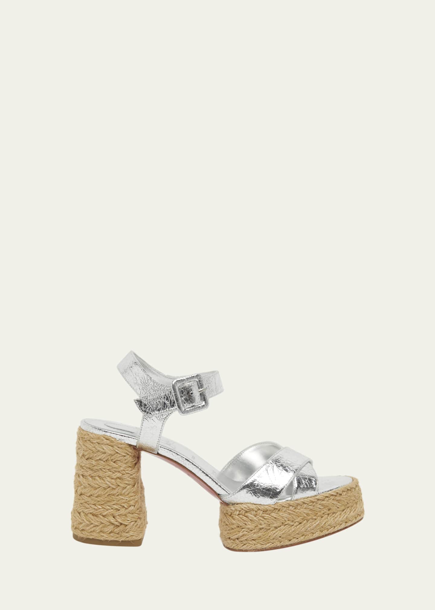Christian Louboutin Calakala Metallic Red Sole Espadrille Sandals Image 1 of 4