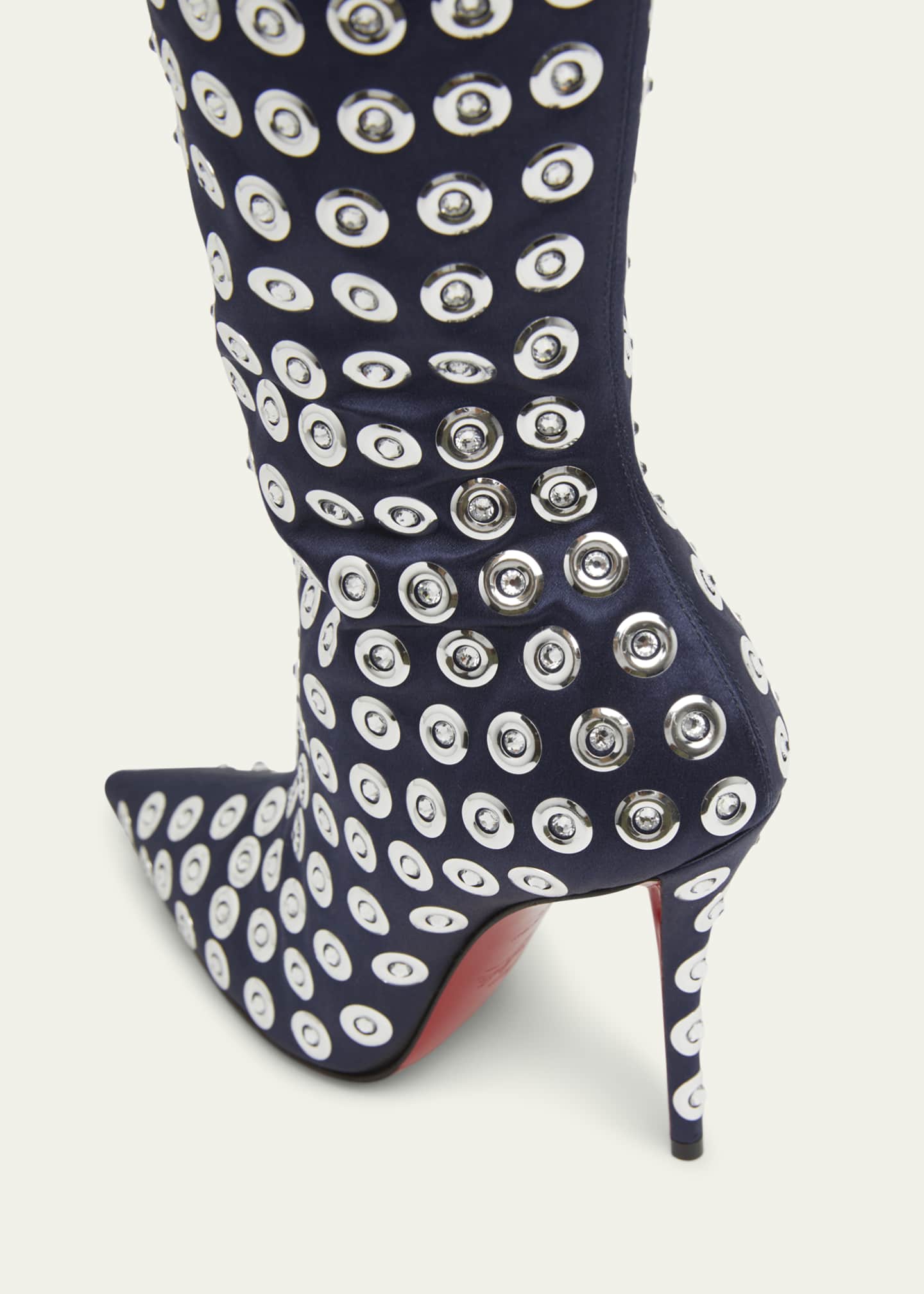 Christian Louboutin Miss Z Crystal Silk Red Sole Knee Boots Image 3 of 4