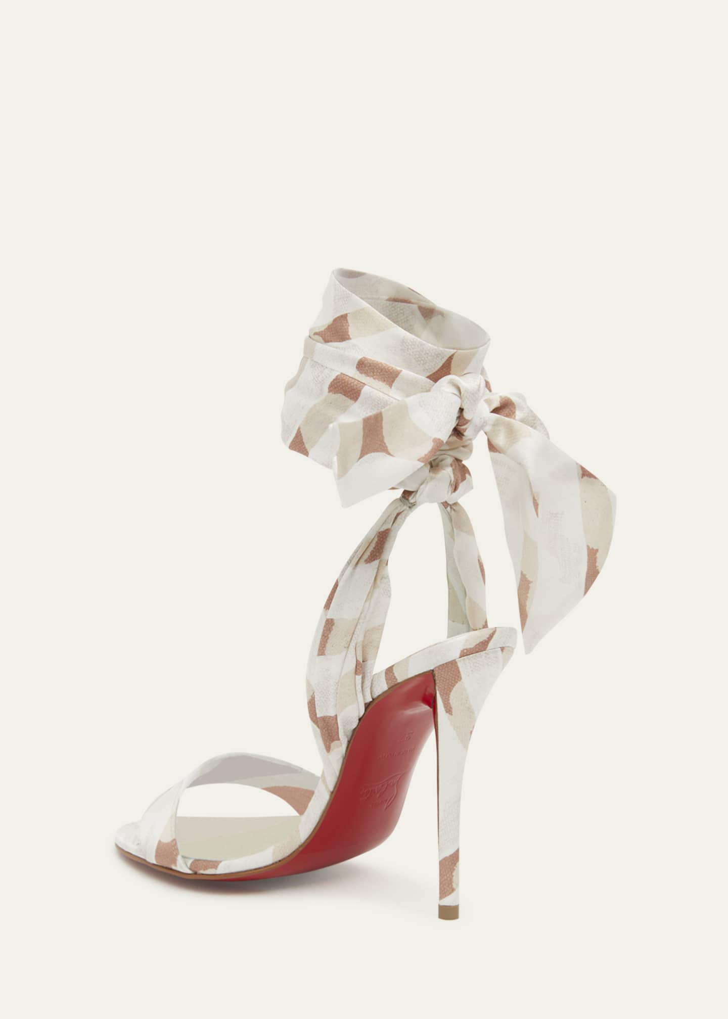 Christian Louboutin Miss Z Multi Silk Ankle-Wrap Red Sole Sandals Image 2 of 4