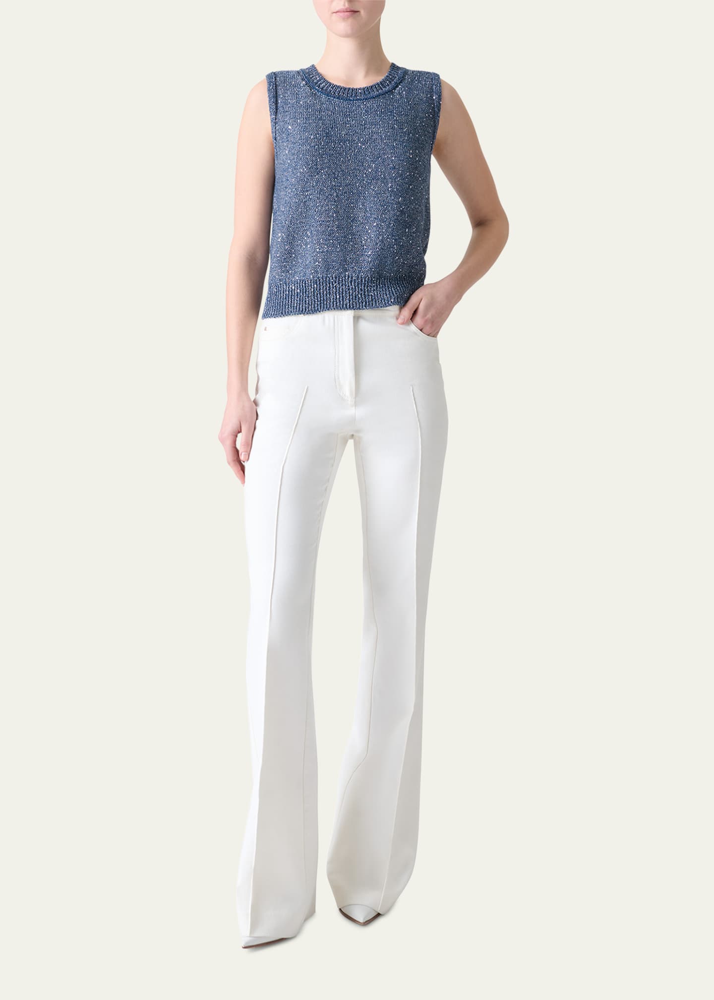 Akris Sleeveless Sequined Crewneck Top Image 2 of 5