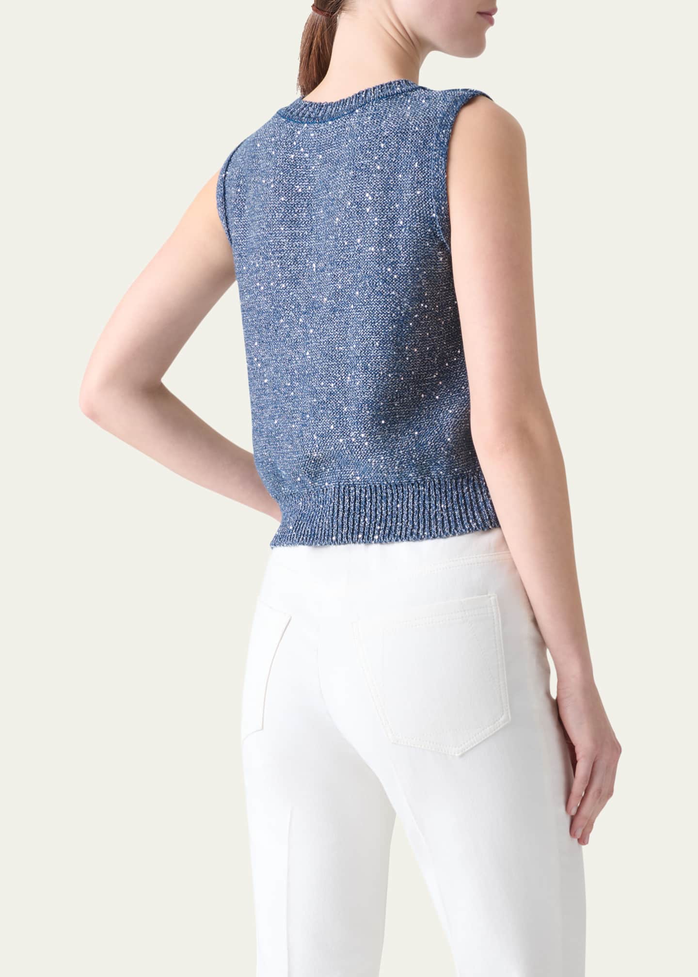 Akris Sleeveless Sequined Crewneck Top Image 3 of 5