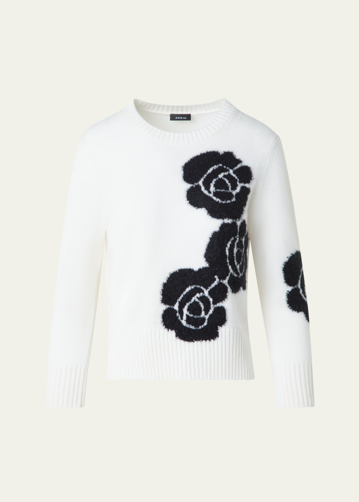 Akris 3D Anemone Cashmere-Silk Crewneck Sweater Image 1 of 5