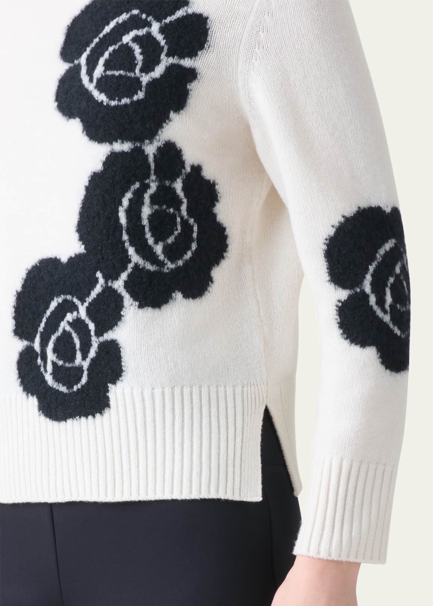 Akris 3D Anemone Cashmere-Silk Crewneck Sweater Image 5 of 5