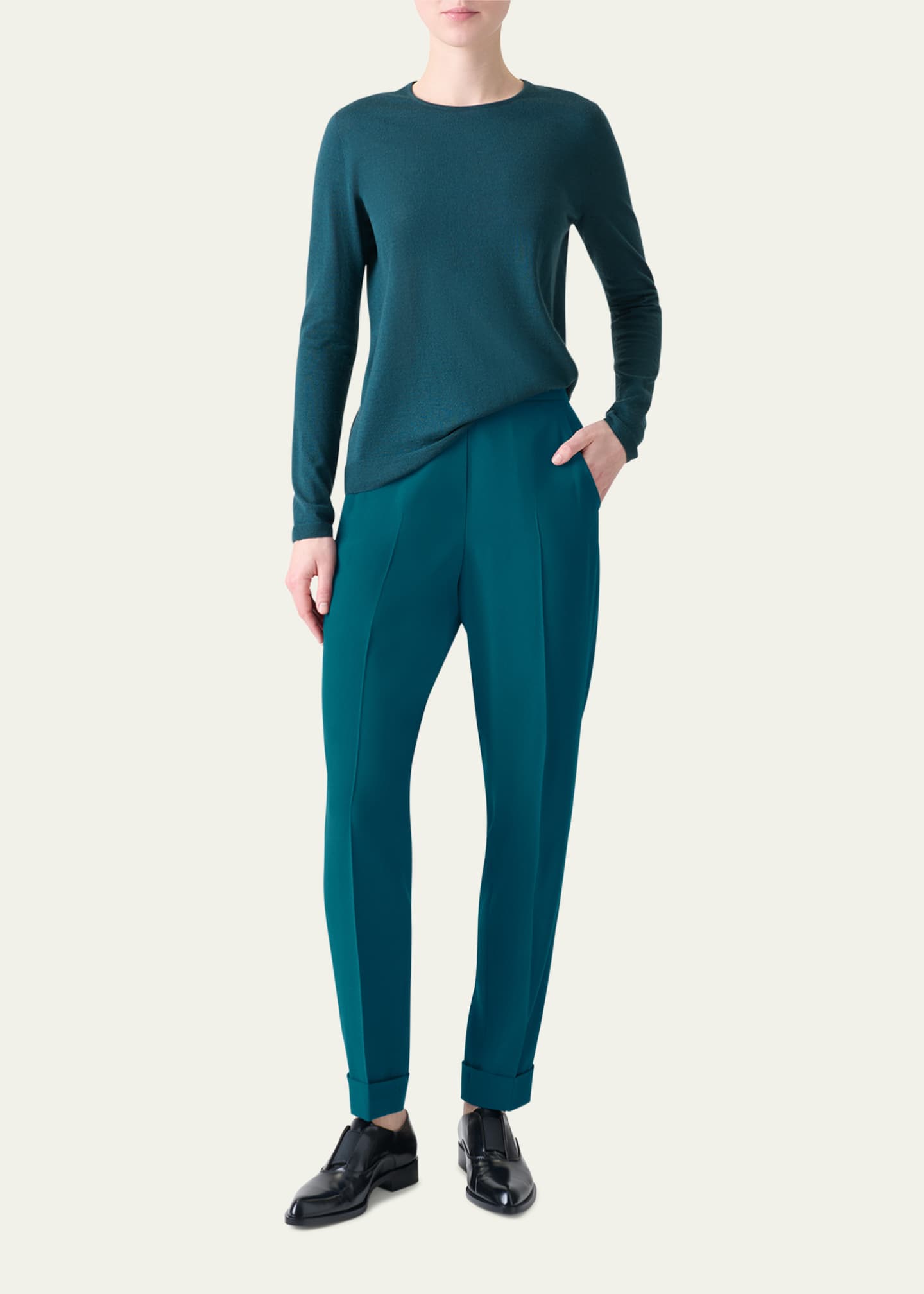 Akris Cashmere-Silk Fine Gauge Seamless Knit Sweater Image 2 of 5