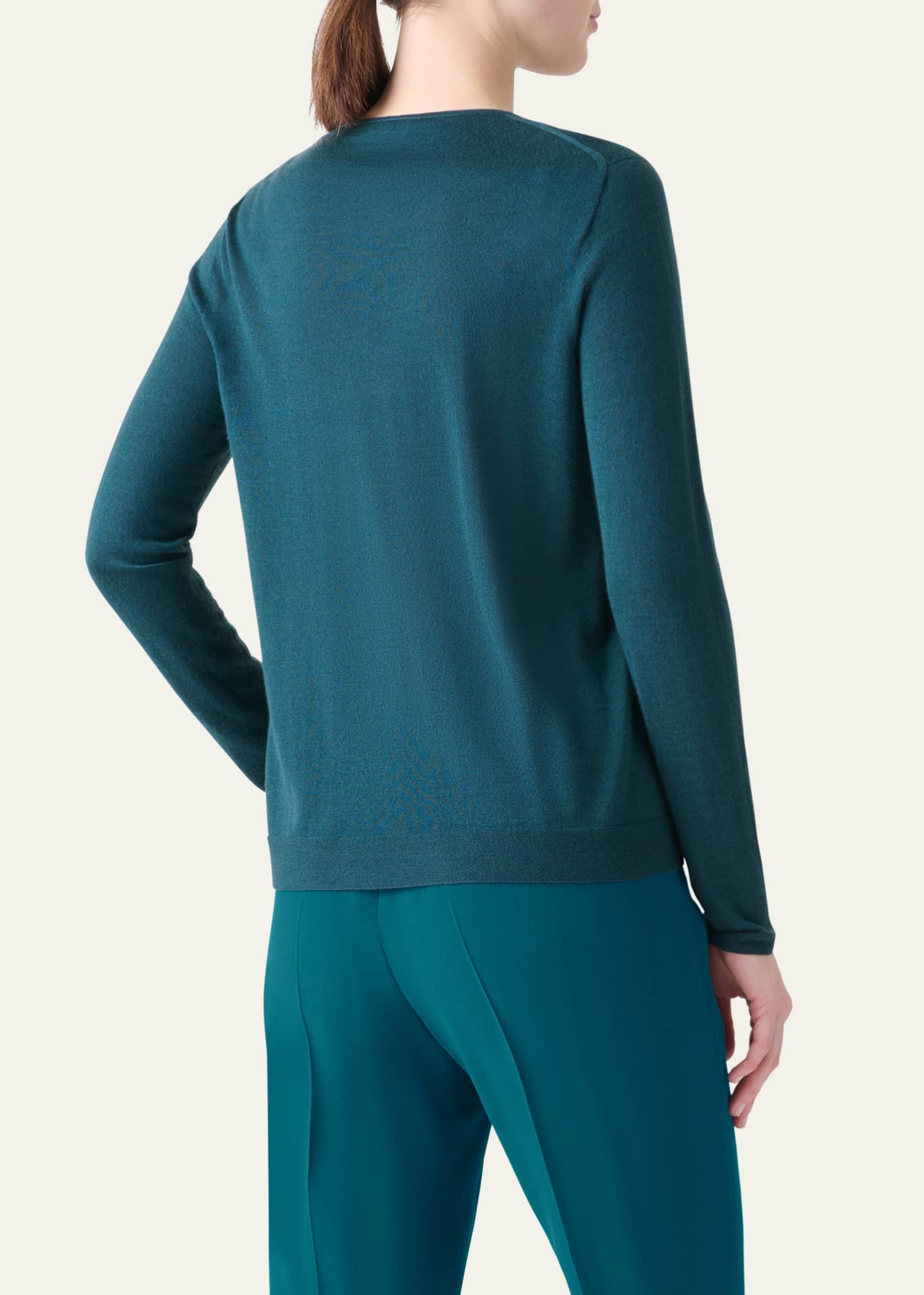 Akris Cashmere-Silk Fine Gauge Seamless Knit Sweater Image 3 of 5