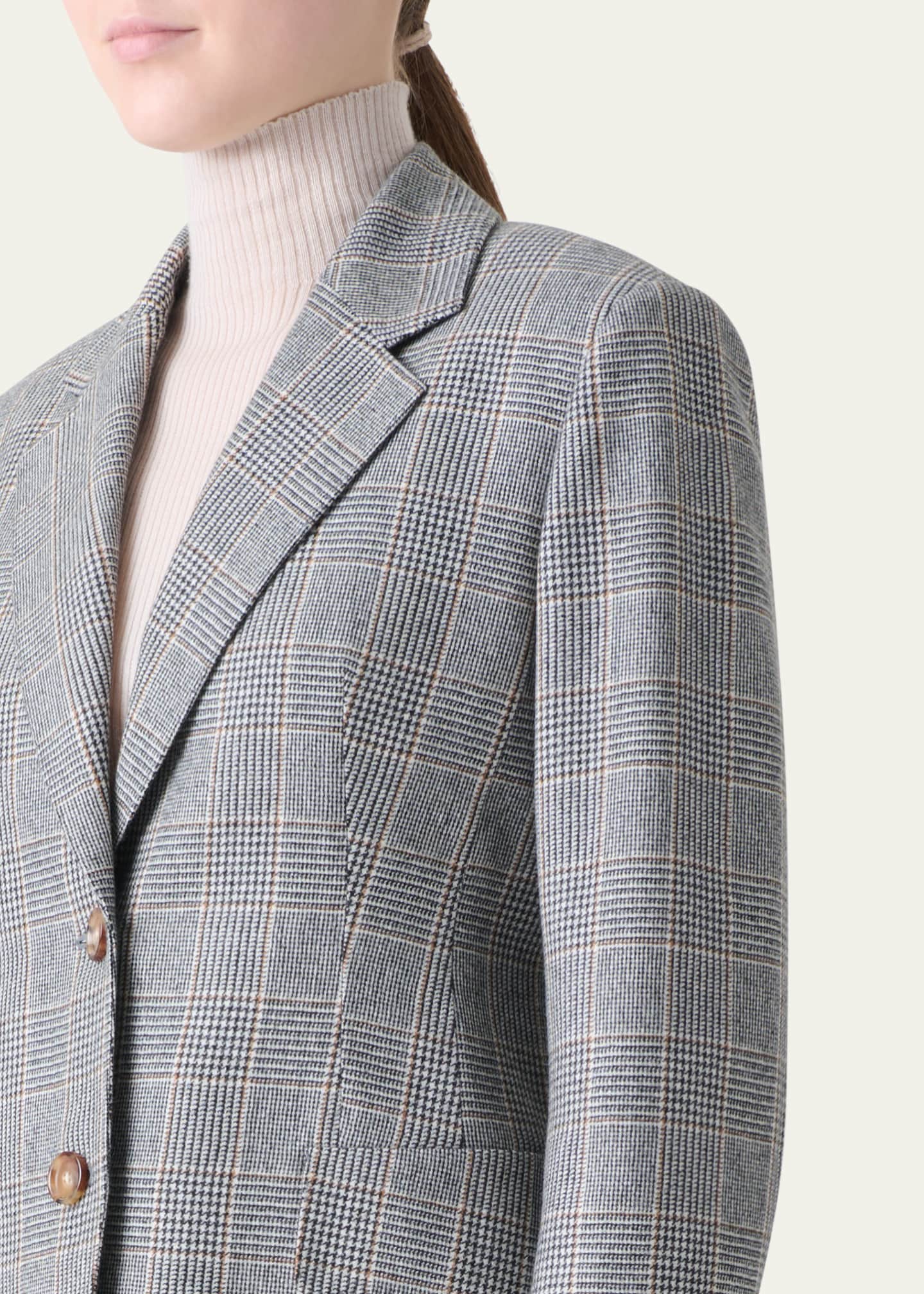 Akris Arie Prince Of Wales Check Cashmere Single-Breasted Jacket Image 5 of 5