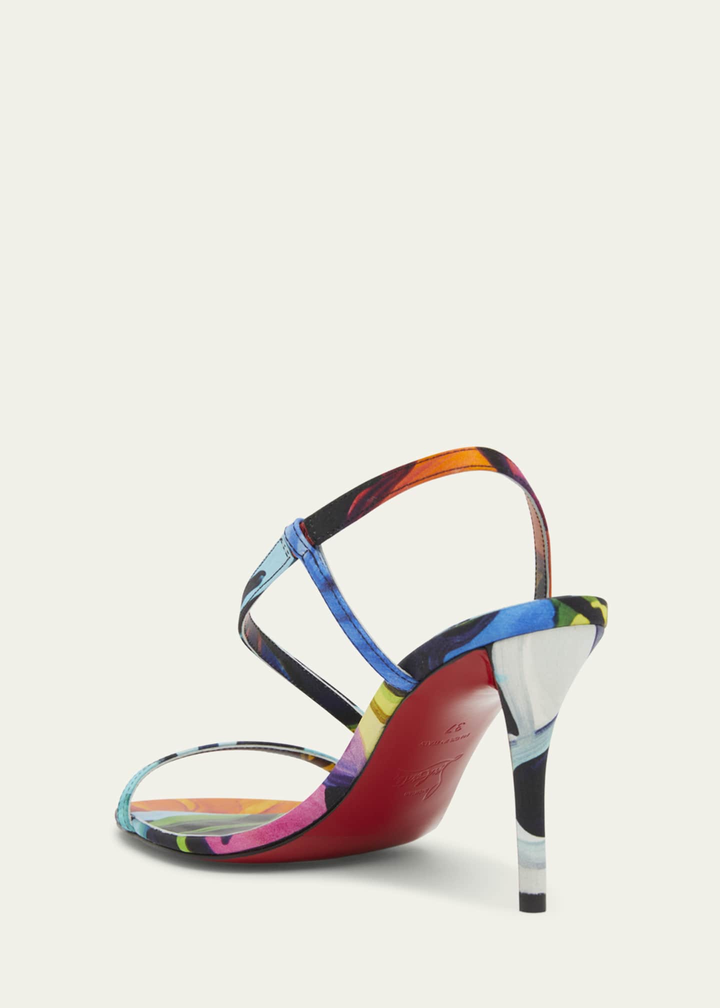 Christian Louboutin Rosa Z Multi Silk Red Sole Sandals Image 2 of 4