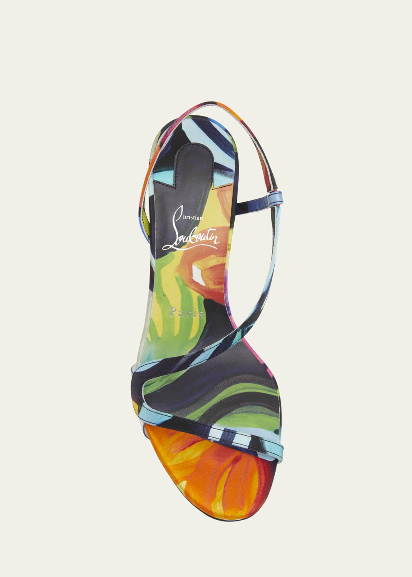 Christian Louboutin Rosa Z Multi Silk Red Sole Sandals Image 4 of 4
