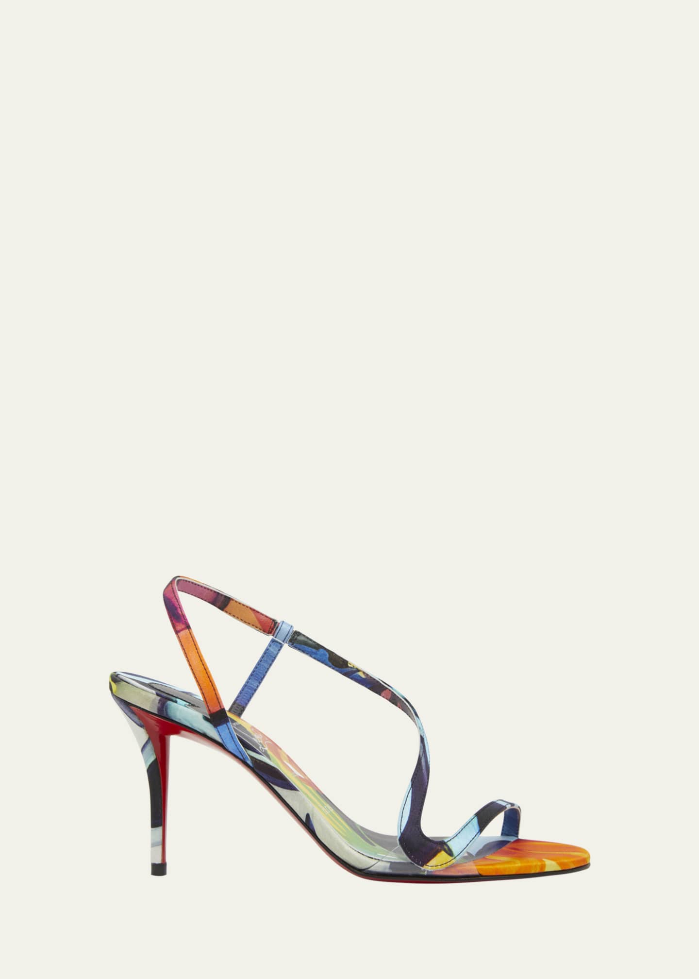 Christian Louboutin Rosa Z Multi Silk Red Sole Sandals Image 1 of 4