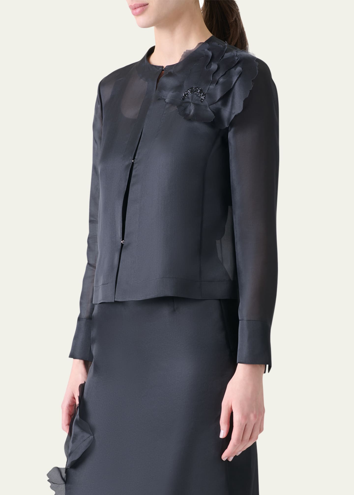 Akris Akio 3D Anemone Silk Organza Jacket Image 4 of 5