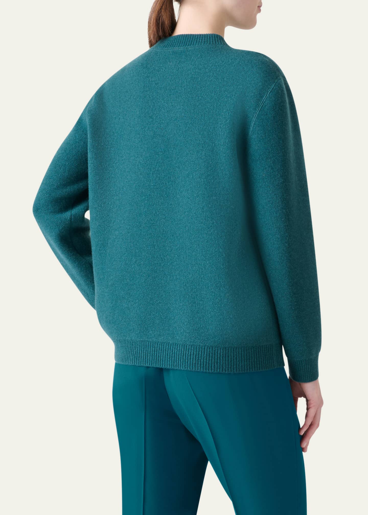 Akris Pure Cashmere Pique Knit Crewneck Cardigan Image 3 of 5